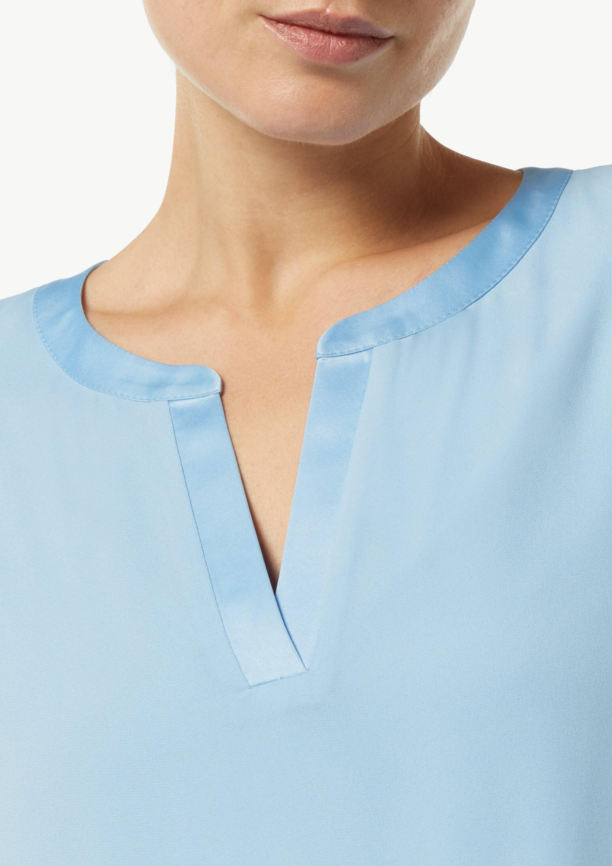comma Kurzarmshirt T-Shirt Blusenshirt mit Satinblende