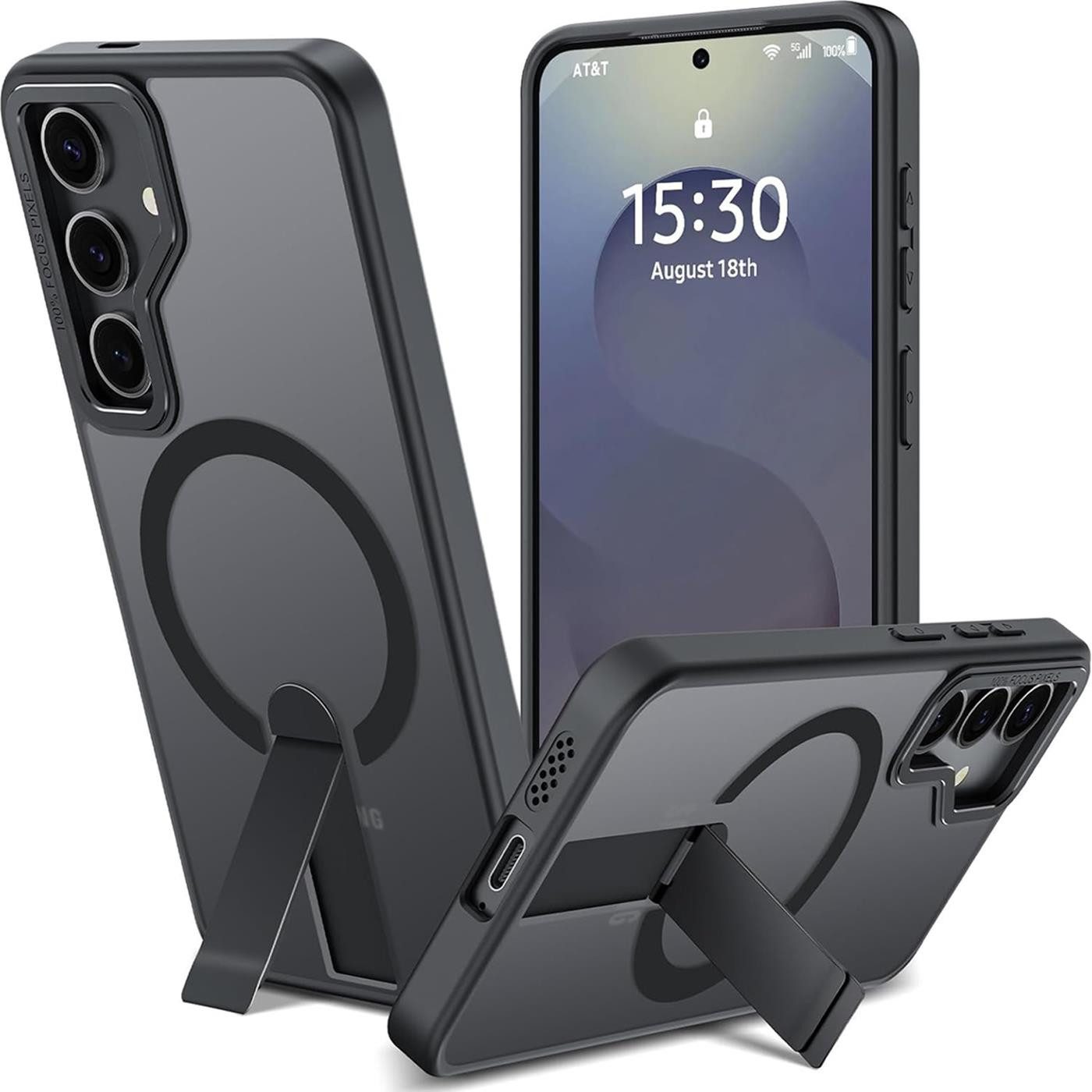 CoolGadget Handyhülle für Samsung Galaxy S24 Plus / S25 Plus 6,7 Zoll, TPU Schutz Hülle Metall Ständer aufklappbar Hülle für Magsafe Zubehör
