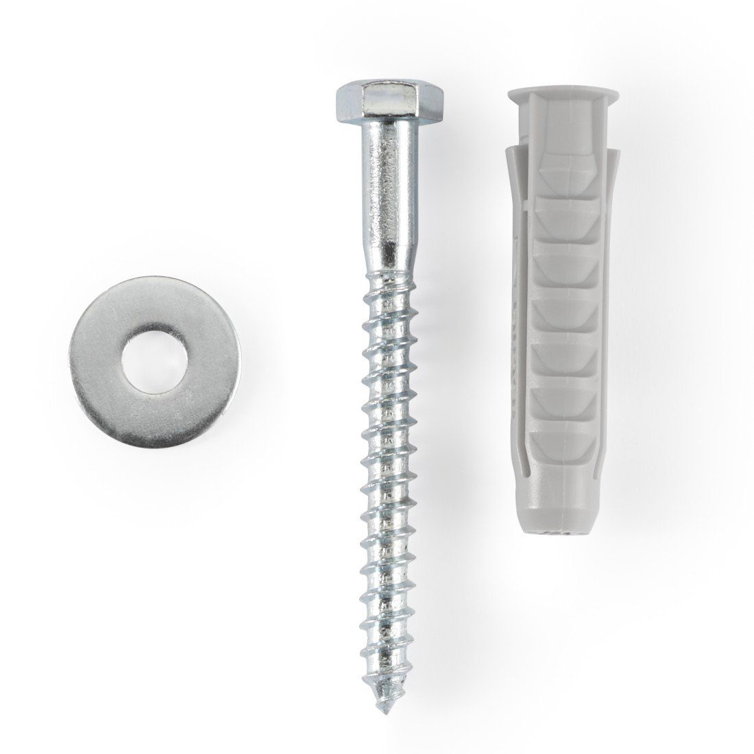 Hama Schrauben- und Dübel-Set Schraubenset für die Befestigung von SAT-Halterungen, Beton Vollziegel, mit Kunststoffdübel, Beilagscheiben, Schrauben, Flügelschrauben