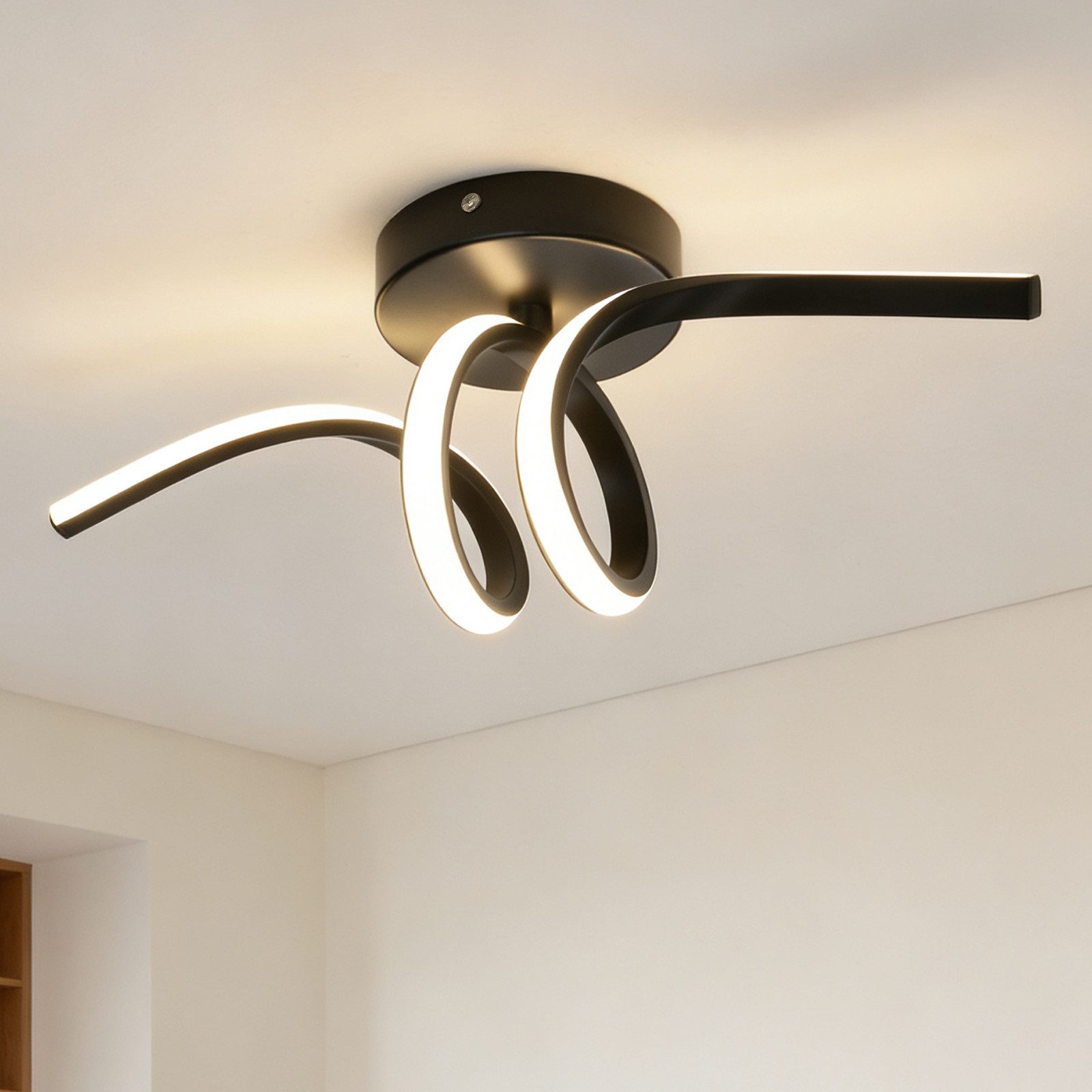 ZMH LED Deckenleuchte Wohnzimmer 3 Blatten verflochten 25/34/40CM Modern für Schlafzimmer, Augenschutz, Einfache Installtion, LED fest integriert, LED fest integriert