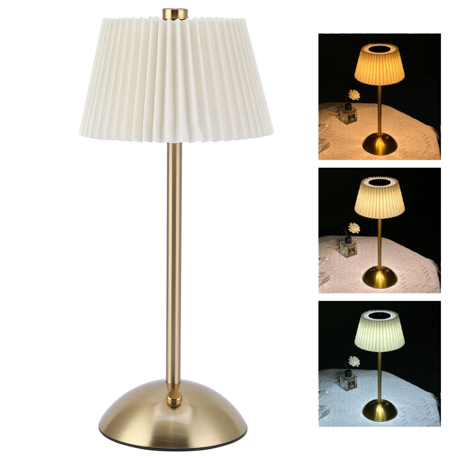 LED Tischleuchte Nachttischlampe Kabellos, Touch Dimmbar Tischleuchte 3 Farbtemperatur