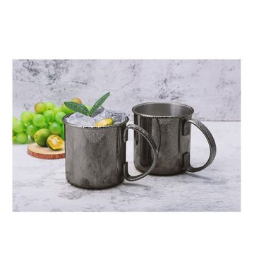 ECHTWERK Cocktailglas Kupferbecher-Set, Cocktailgläser, Edelstahl, Bruchsichere Edelstahl-Gläser, Cocktail-Set, Geschenkset, Black 0,48l