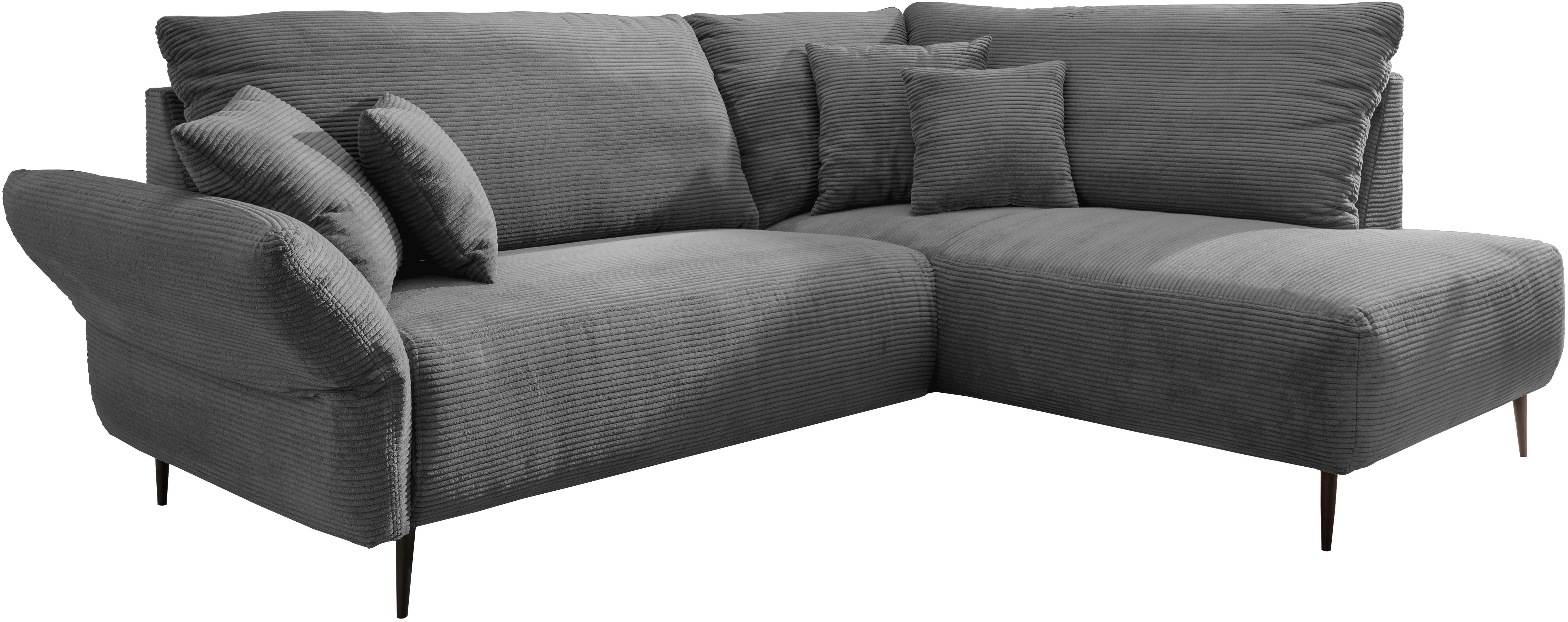 Home affaire Ecksofa Lazio modern und bequem, schmale Armlehnen, tolle Detailverarbeitung, zwei verschiedene Fußfarben wählbar