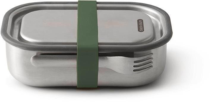 Gabel Edelstahl, Lunchbox, Silikon-Ventil, und ml 1000 mit black+blum Gurt, (1-tlg), olivgrün/edelstahlfarben