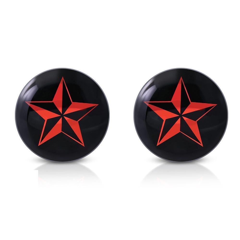 Ohrring-Set Ohrstecker rund Stern 10mm Silber aus Edelstahl Unisex