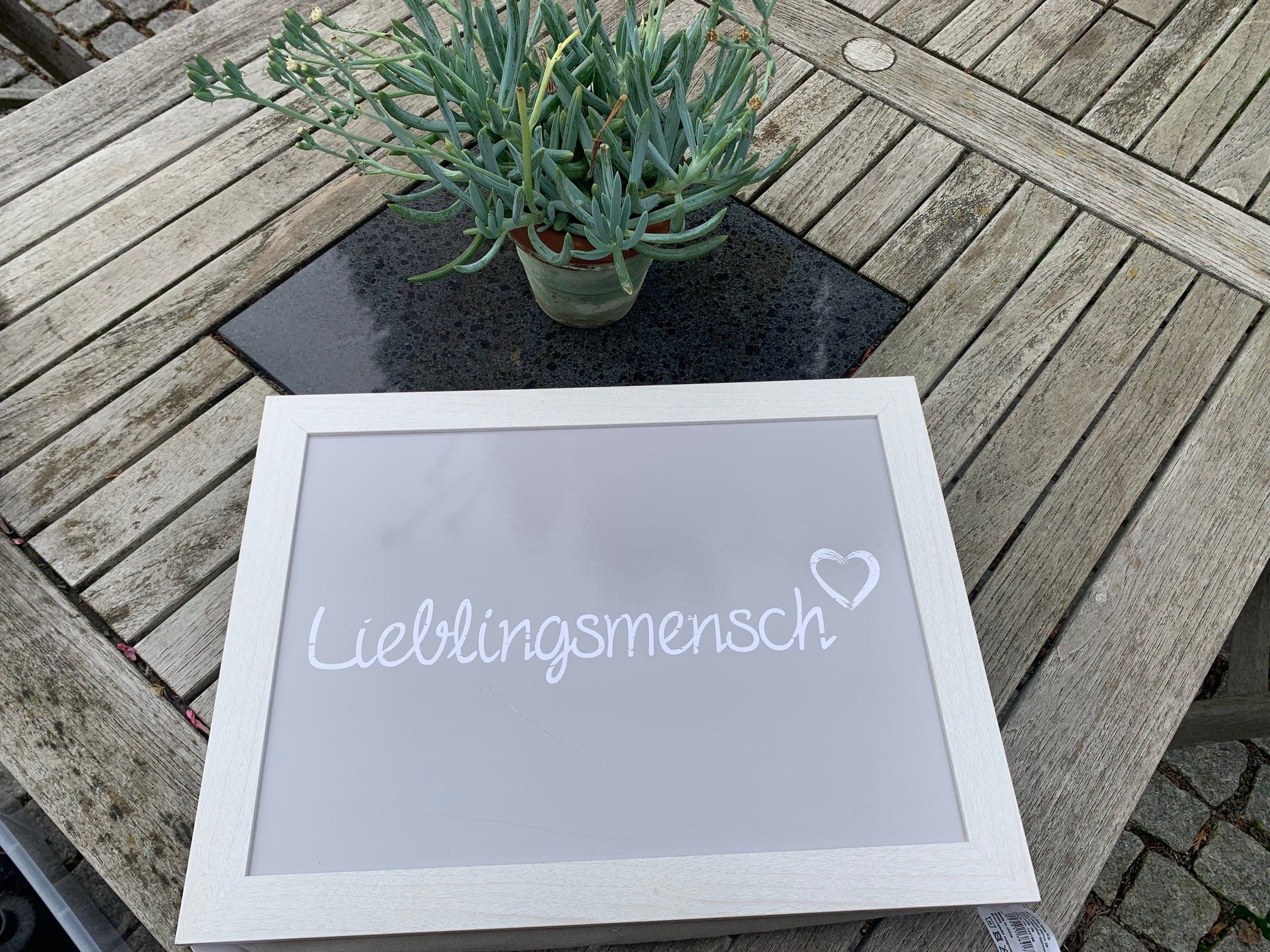 of Out Holz, Lieblingsmensch, the (1-tlg), mit Tablett Kissentablett Blue Knietablett ReWu Kissen