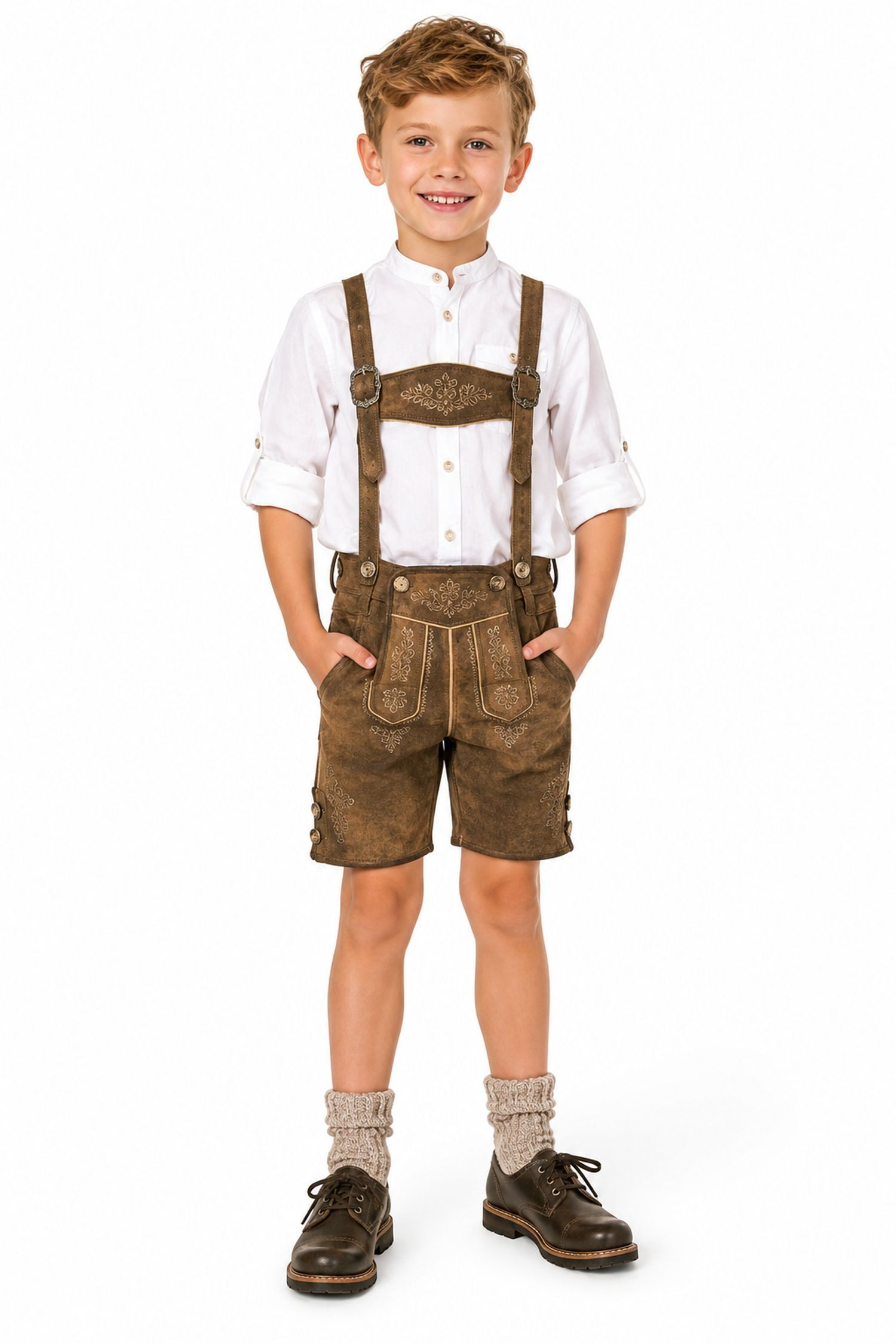 Isar-Trachten Socken Kurze Kinder Strümpfe zur Lederhose - 35648, Beig – Bild 3 von 5