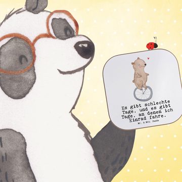 Mr. & Mrs. Panda Getränkeuntersetzer Bär Einrad fahren - Weiß - Geschenk, Untersetzer Gläser, Bierdeckel, 1-tlg., Liebevolle Motive