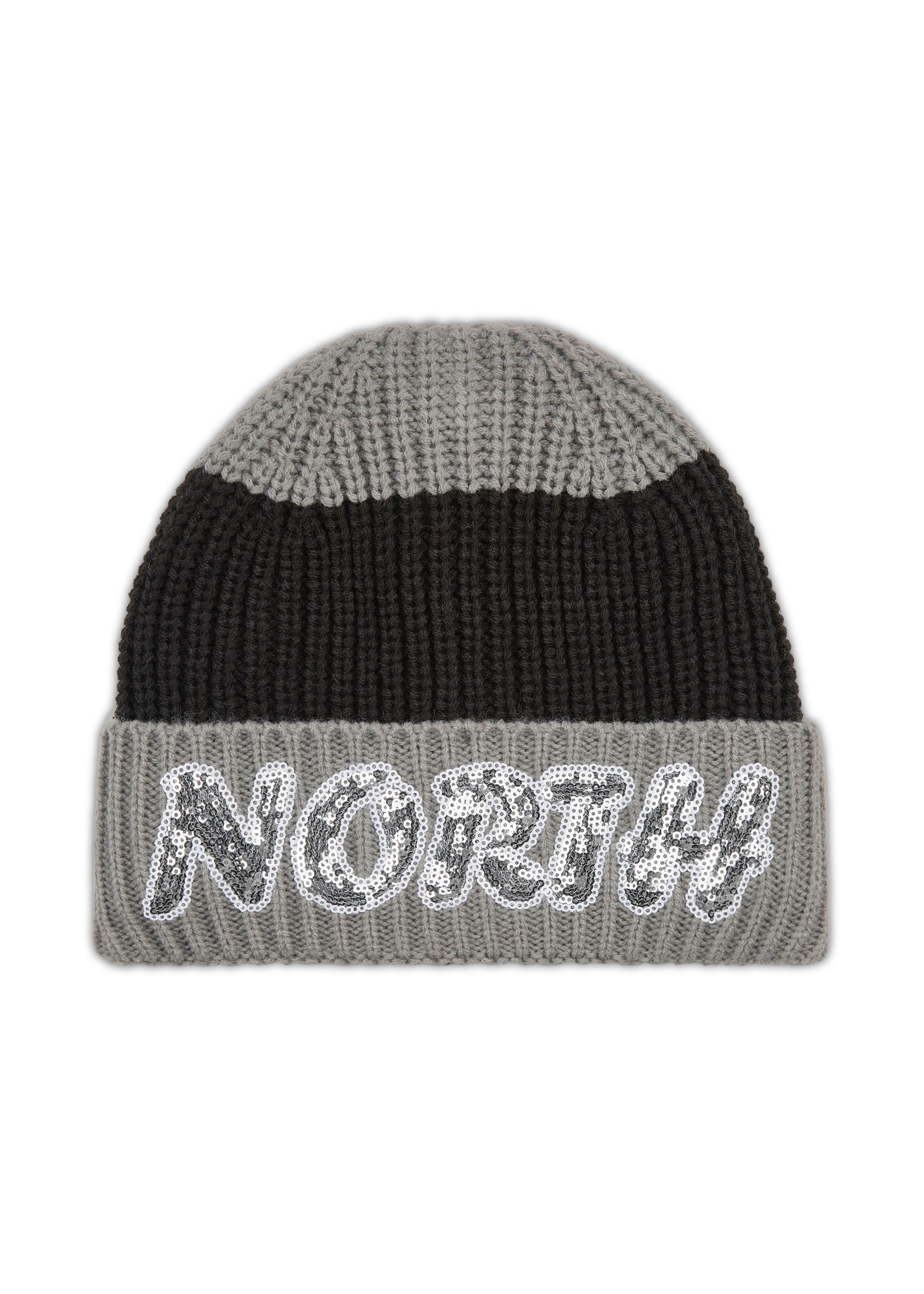 Codello Strickmütze Codello Mütze mit NORTH-Pailettenpatch Pailettenpatch