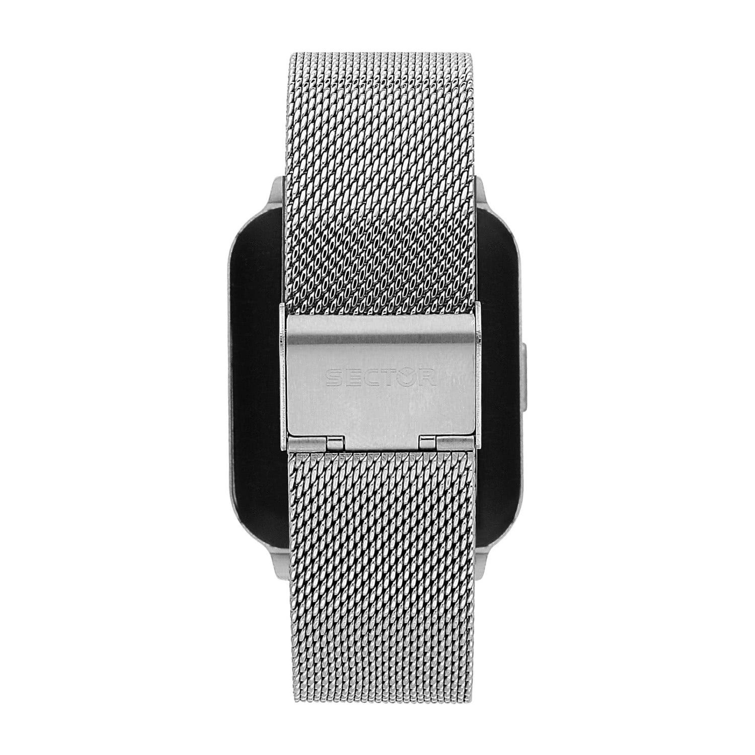 Sector Sector Herren Armbanduhr Analog-Digit Smartwatch (kompatibel ab Android 5.1+ und IOS 8.0), Analog-Digitaluhr, Herren Smartwatch rund, groß (ca. 45mm), Edelstahlarmband silber, Spor