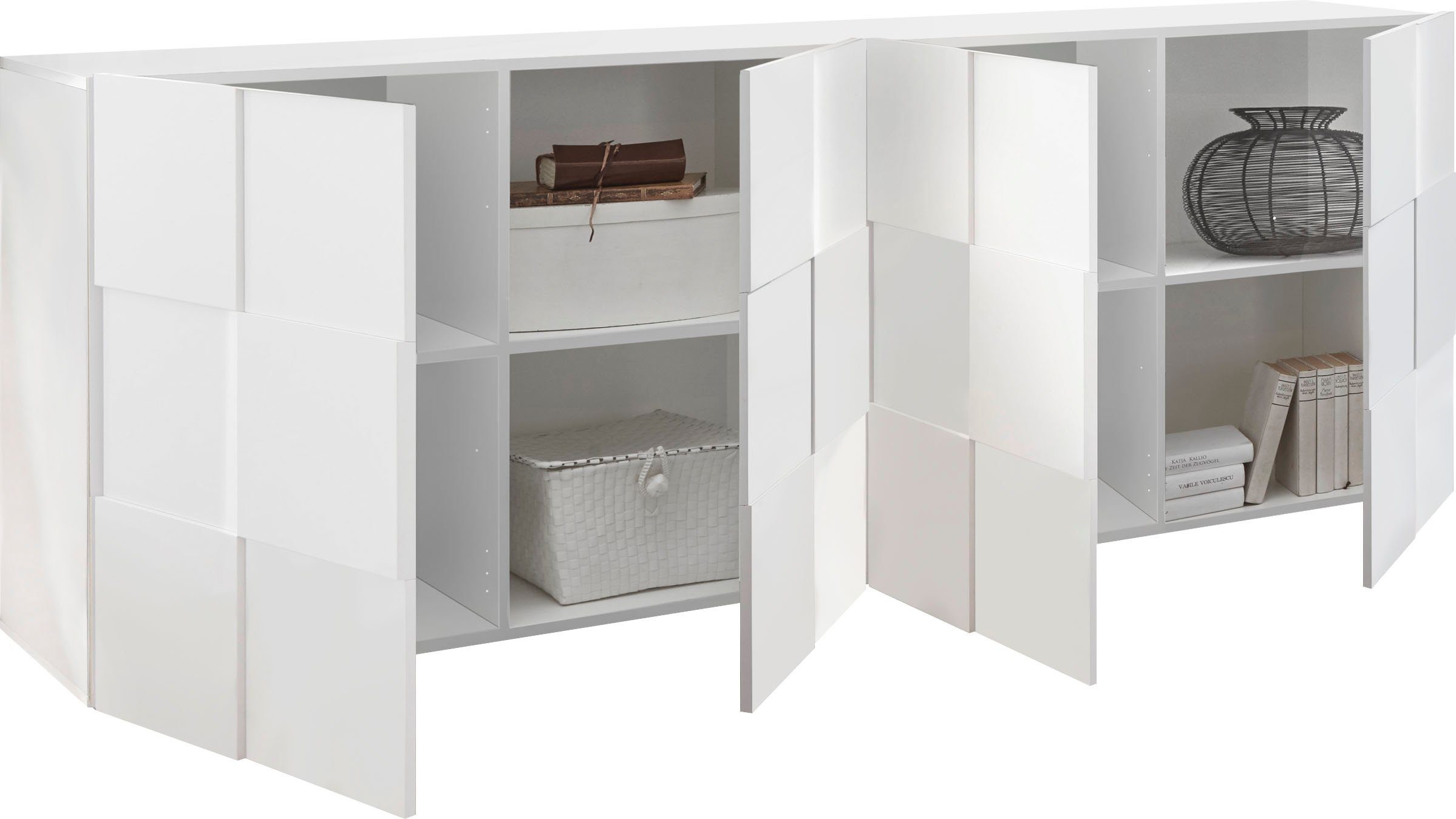 Home affaire Sideboard Dama Breite 241, Kommode 4 Türen, Anrichte, Front in 3D-Optik, viel Stauraum, verschiedene Farben