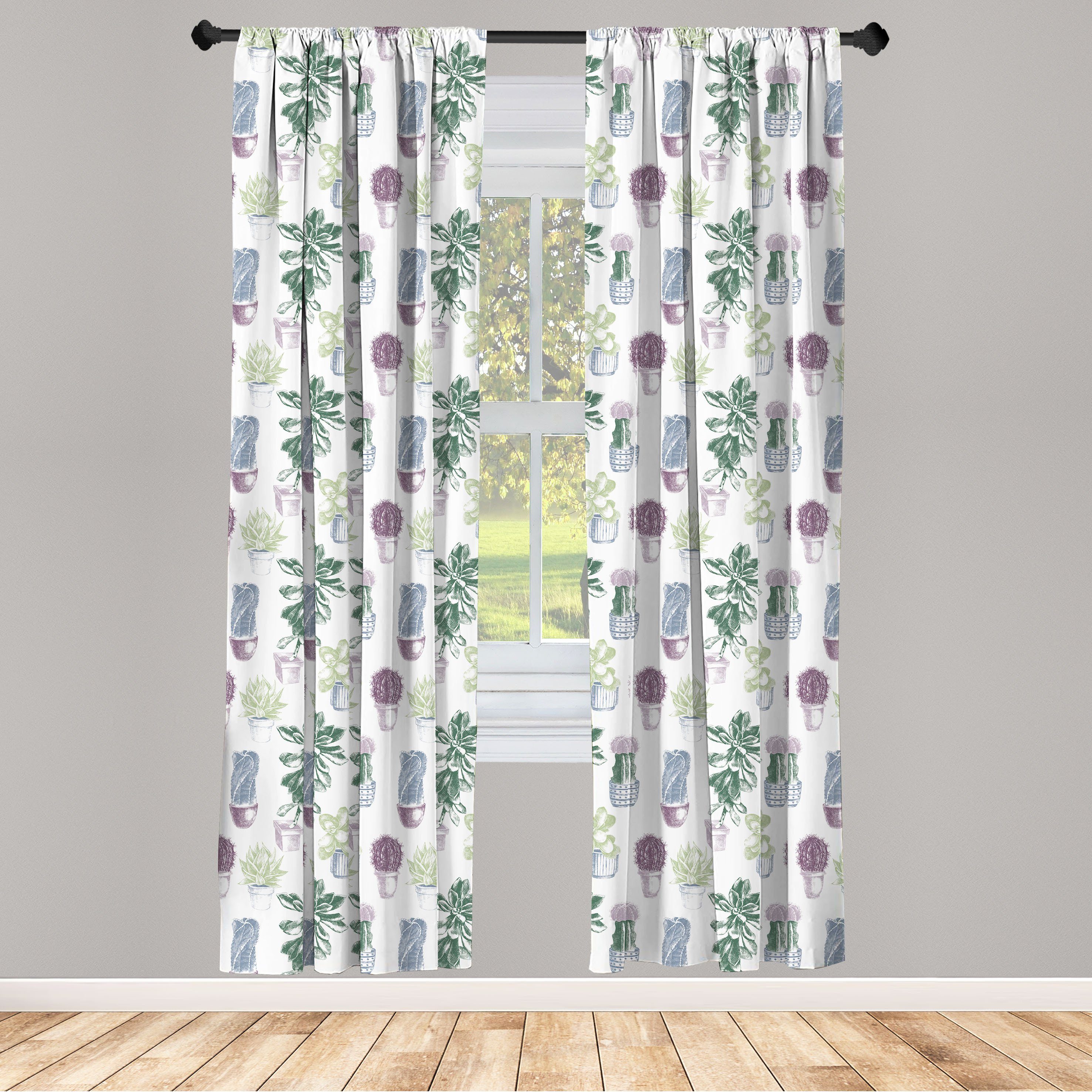 Gardine Vorhang für Wohnzimmer Schlafzimmer Dekor, Abakuhaus, Microfaser, Kaktus Einheimische Flora mit Blossom