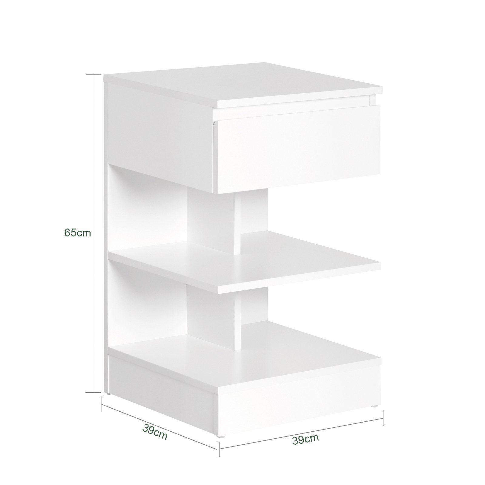SoBuy mit Schublade Nachttisch 3 Ablagen und FBT49, Beistelltisch 1 weiß