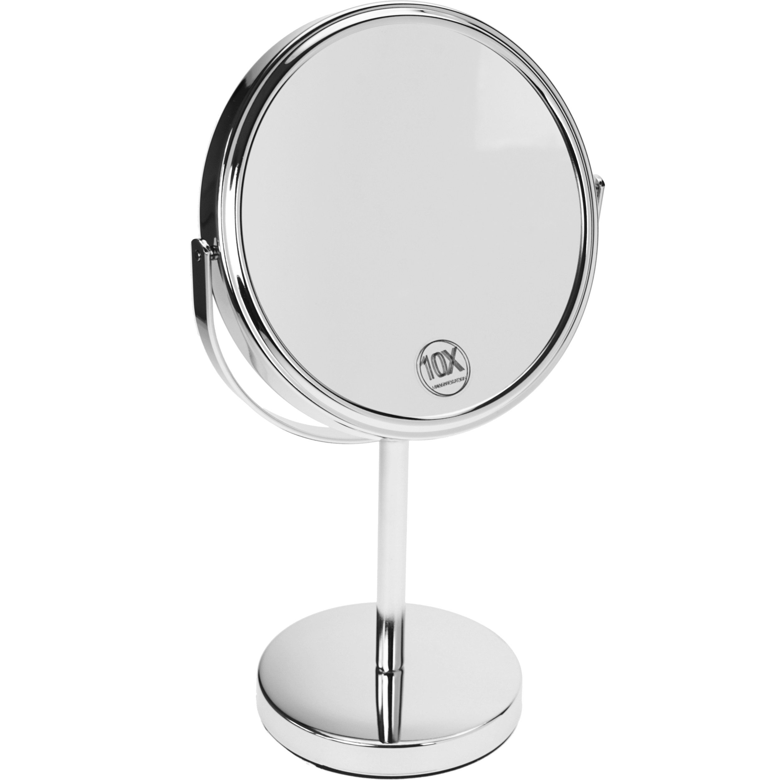 Kosmetikspiegel Standspiegel, Metall, Chromfarben, 10-fach Vergrösserung, Ø 18 cm