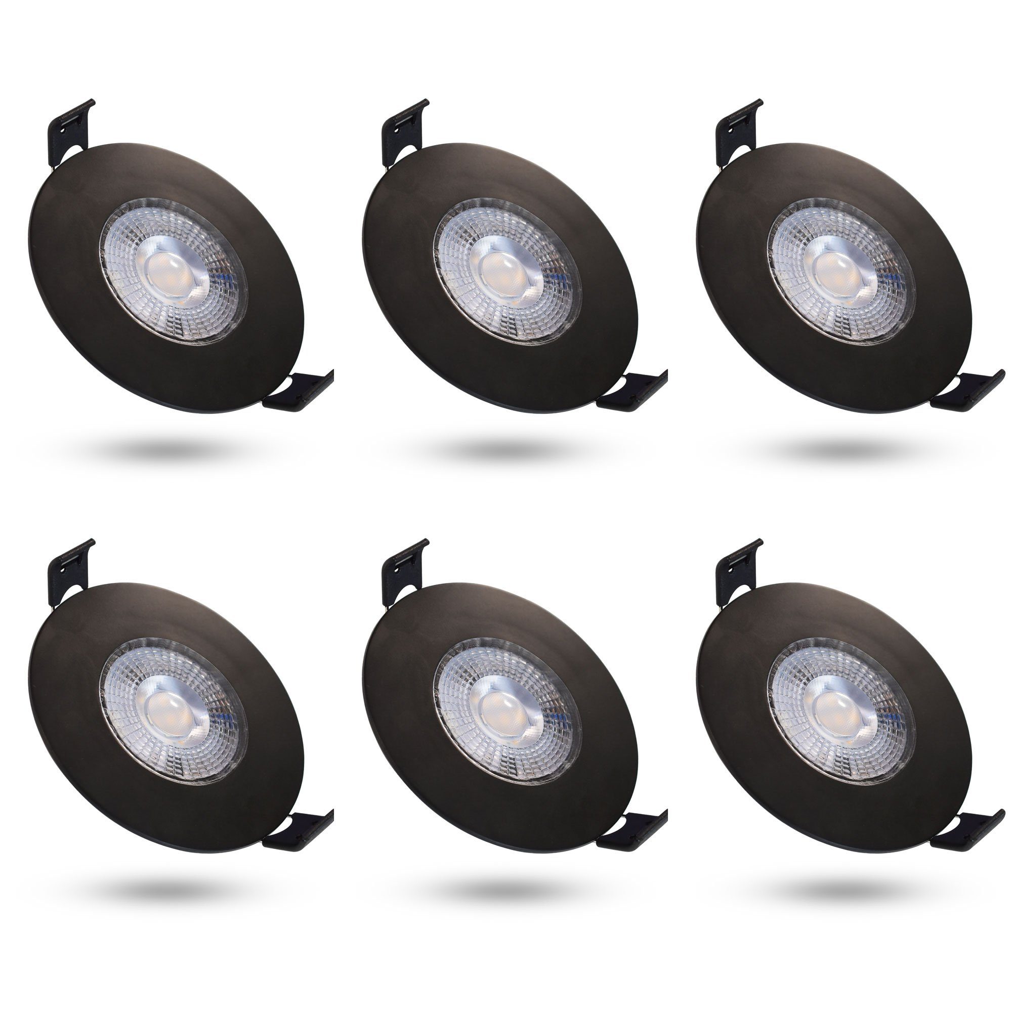 Maxkomfort LED Einbaustrahler F-Max, LED fest integriert, 3000K, Warmweiß, Einbauspot, Flach, Slim, IP44, Deckenspot, Deckenstrahler, 3000K, Warmweiß, Rund, strahler, Spot, Einbau, 3-Stufen Dimmbar schwarz
