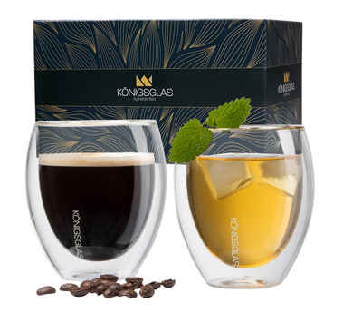Königsglas Gläser-Set Crema doppelwandige Gläser 2/4er Glas Set 250 ml Cocktailgläser, Premium Swing Gläser aus Borosilikatglas, Trinkglas Kaffee Cappuccino Tasse Teeglas