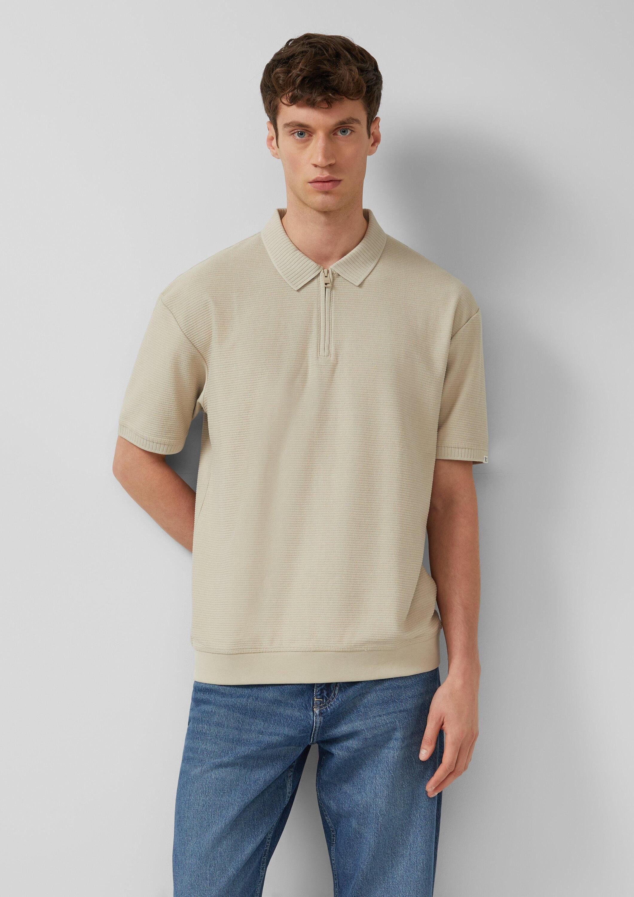 s.Oliver Kurzarmshirt Polo-Shirt Strukturiertes Poloshirt mit Reißverschlus günstig online kaufen