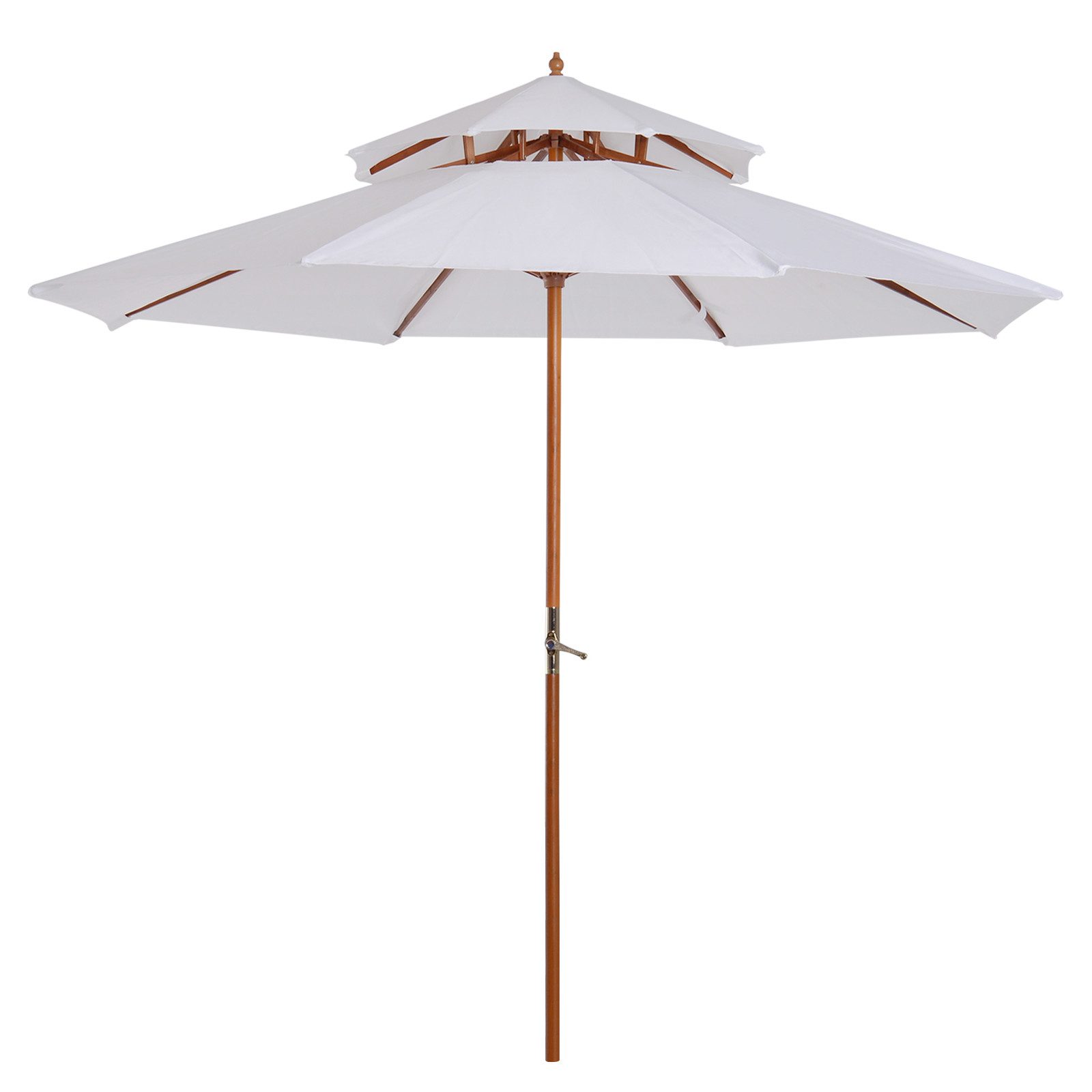REDOM Sonnenschirm Gartenschirm Holz Doppeldach Creme Balkonschirm Sonnenschirm Outdoor, LxB: 265x265 cm, Packung, Zeitloser Holzschirm für Garten mit luftiger Doppeldach-Konstruktion