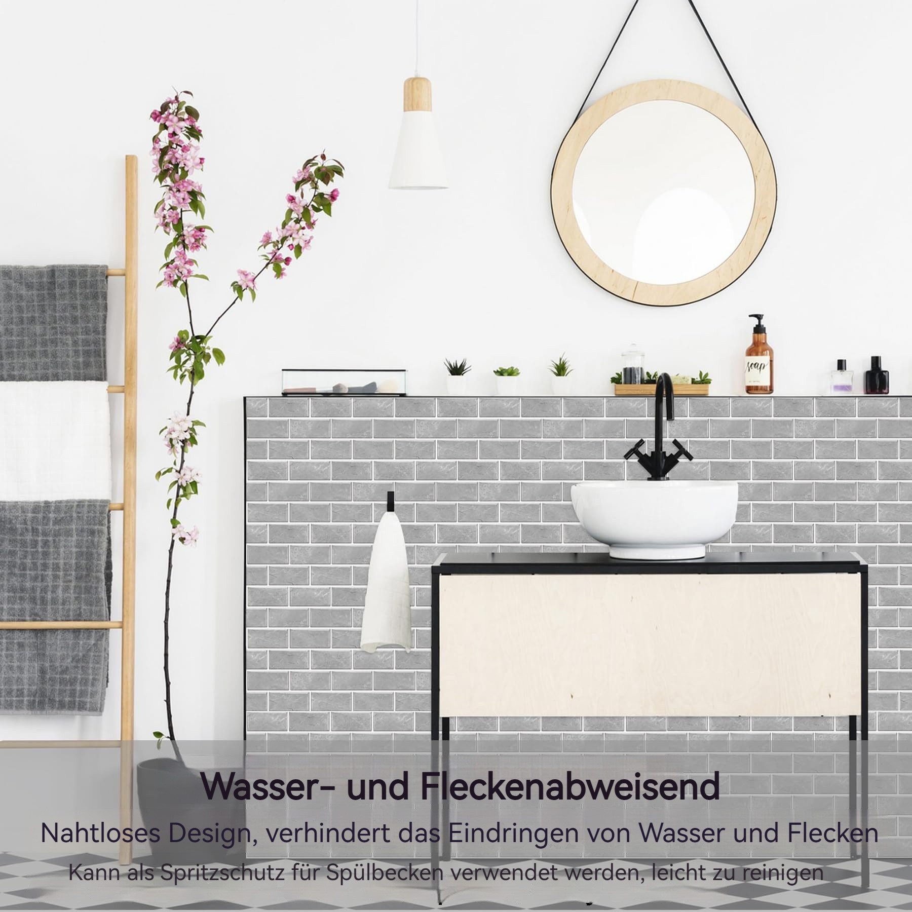 Zaewry Fliesenaufkleber Selbstklebende Fliesenaufkleber Klebefliesen Bad Küche 15x30 cm (12 St), Klebefolie Kueche Badezimmer Wand Fliesenwand Aufkleber – Bild 2 von 5