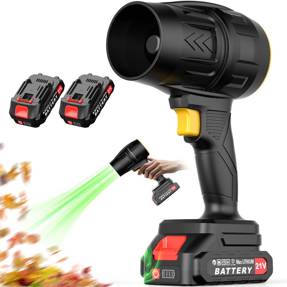 reffmov Akku-Laubbläser Turbo Gebläse, 210 km/h Turbinenluftstrom 2 Akkus, Kabelloser Ergonomischer Griff