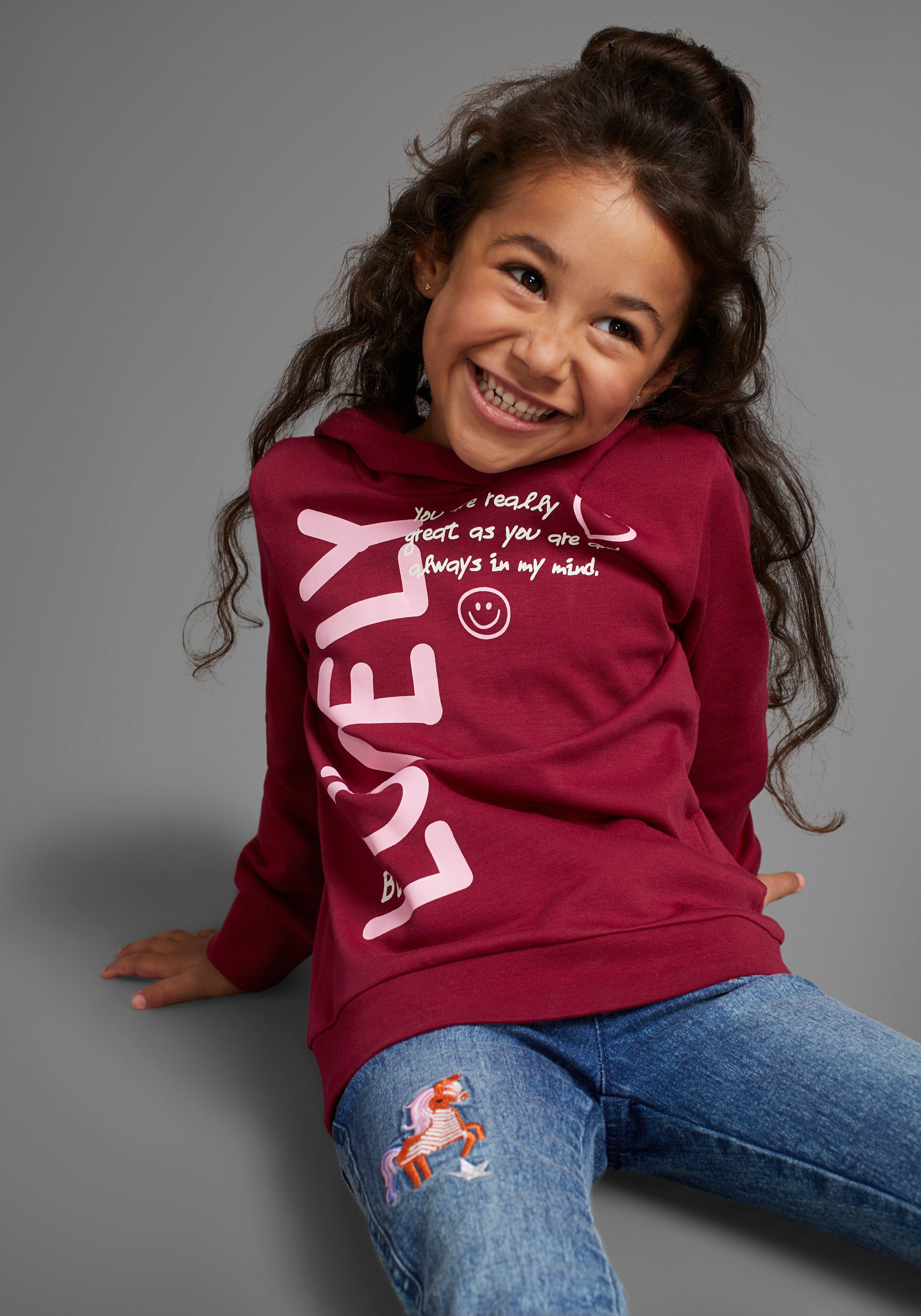 KIDSWORLD Langarmshirt LOVELY - Print, in längerer Form