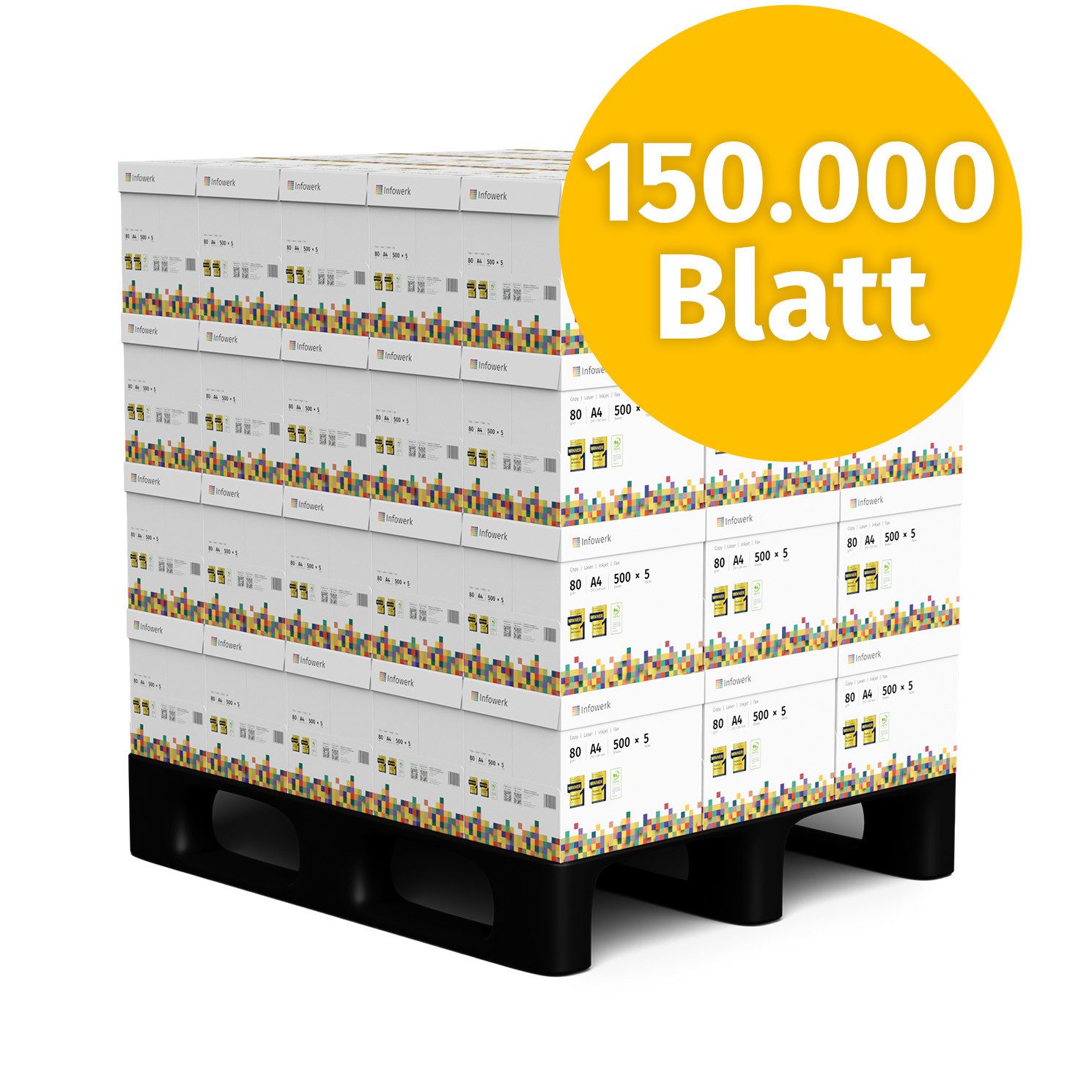 Infowerk Druckerpapier Kopierpapier 150000 Blatt A4 80g Premium Weiß Testsieger PEFC