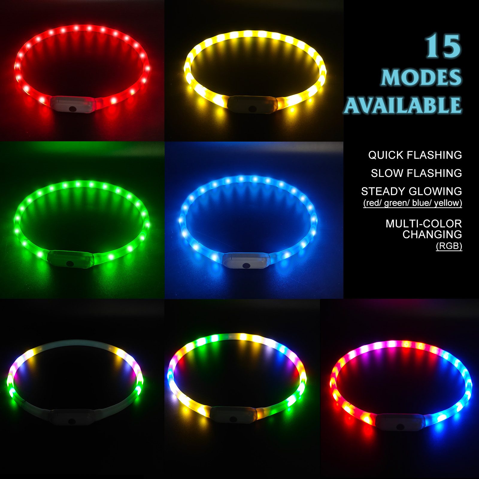 Illes-Laedchen Hunde-Halsband Hunde-Halsband LED Leuchtring - ein Leuchthalsband - alle Farben, Silikon, bunt
