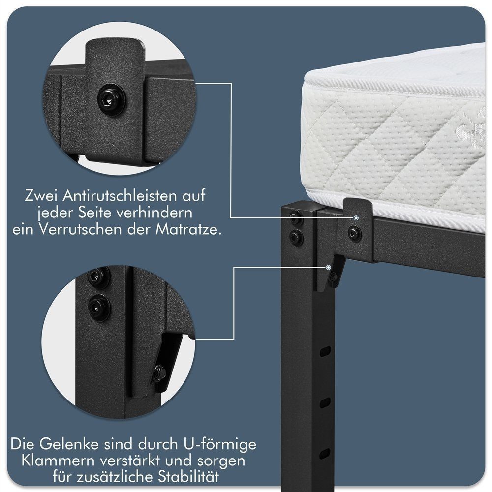 Yaheetech Metallbett 90×190/90×200/140×200/160×200/180×200 cm, Bettrahmen 36/41 cm H mit Lattenrost, Bettgestell aus Metall – Bild 5 von 5