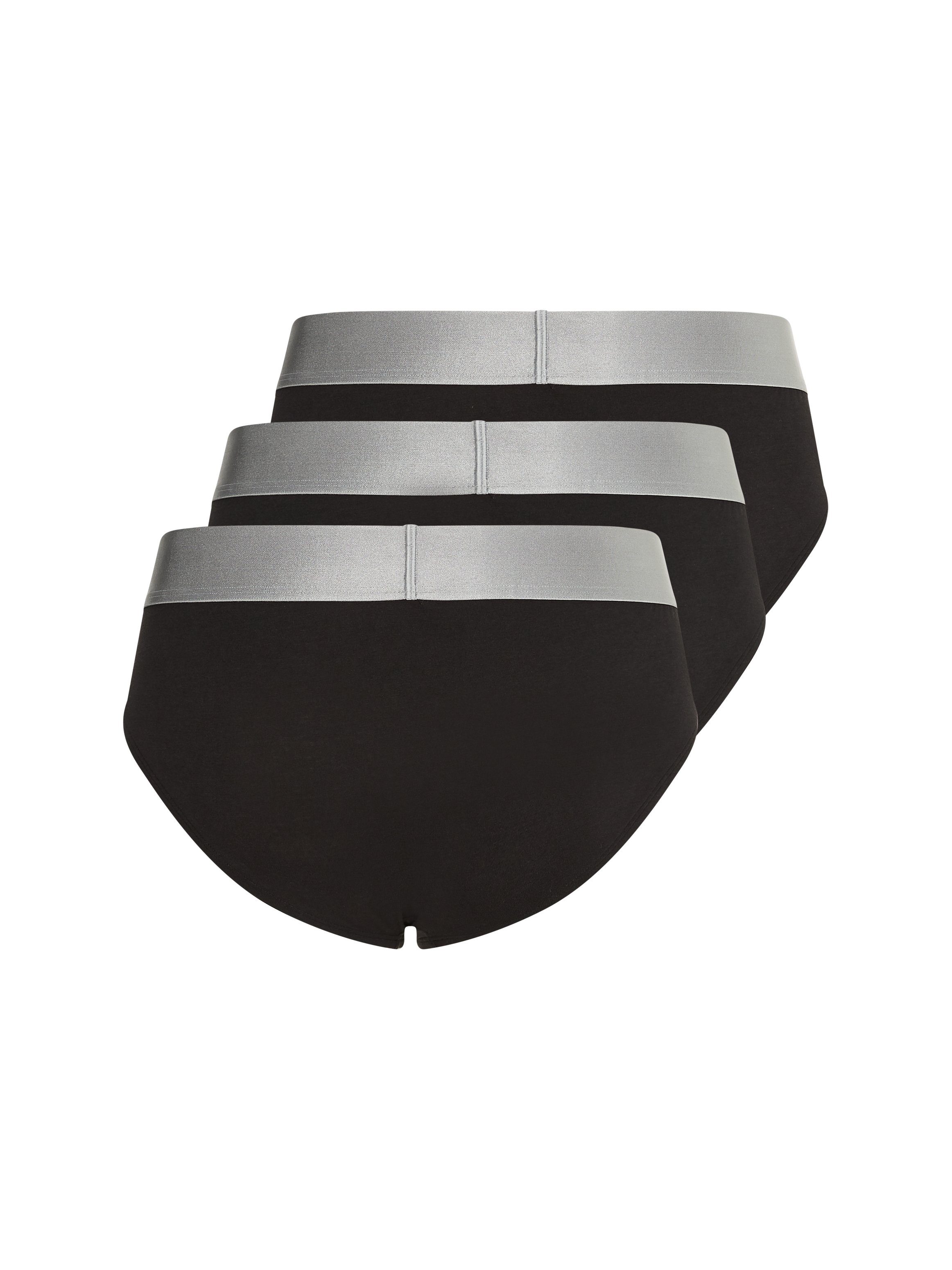 Underwear mit schwarz, 3er-Pack) Logoschriftzug schwarz Calvin (Packung, Slip Klein 3-St., schwarz,