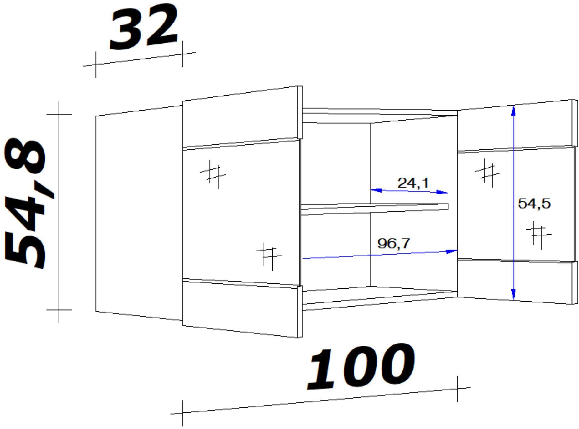 Flex-Well Glashängeschrank Lund (B x H x T) 100 x 54,8 x 32 cm, individuell kombinierbar – Bild 5 von 5