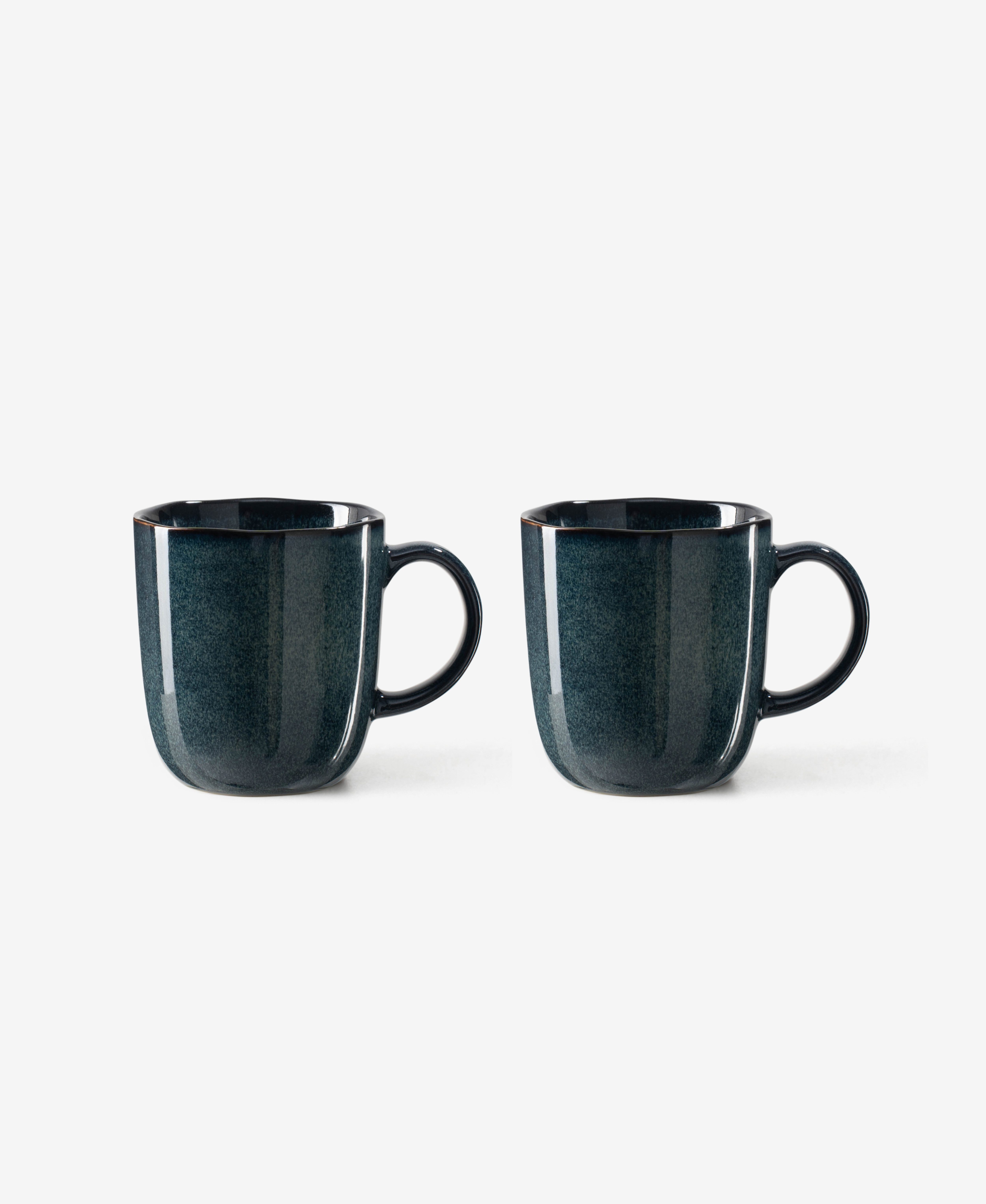 GLAMIRA Kaffeeservice Grünes Tassenset mit reaktiver Glasur (2-tlg), 2 Personen, Stoneware, reaktive Glasur