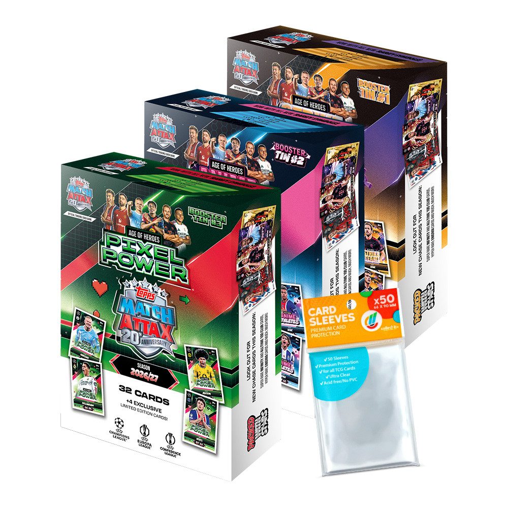 Topps Sammelkarte Match Attax UCC 26/27 - Alle 3 verschiedenen Mini Tin Boxen + Hüllen