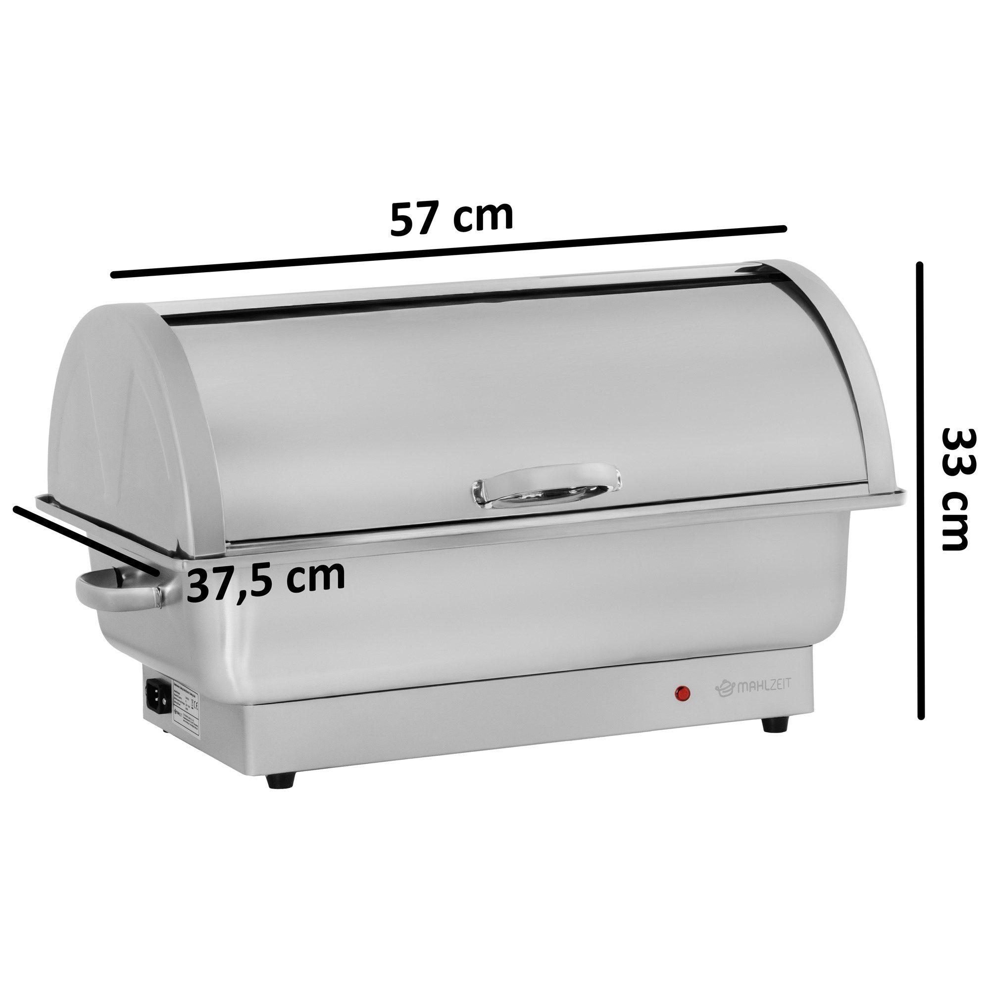 Mahlzeit Speisenwärmer elektrischer Edelstahl Chafing Dish mit GN 1/1 Behälter, 9 Liter, bis, mit Rolltop Deckel – Bild 3 von 5