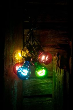 KONSTSMIDE LED-Lichterkette Weihnachtsdeko aussen, 5-flammig, LED Biergartenkette, 5 bunte Birnen / 40 warm weiße Dioden