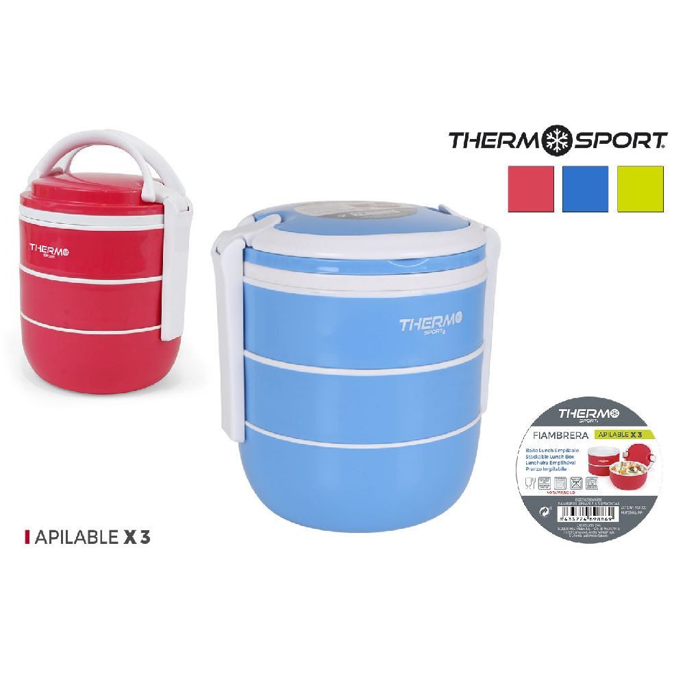 Lunchbox Quittin Lunchbox Thermo Behälter stapelbar 3 Etagen Farben zufällig So, Glas, (1-tlg)