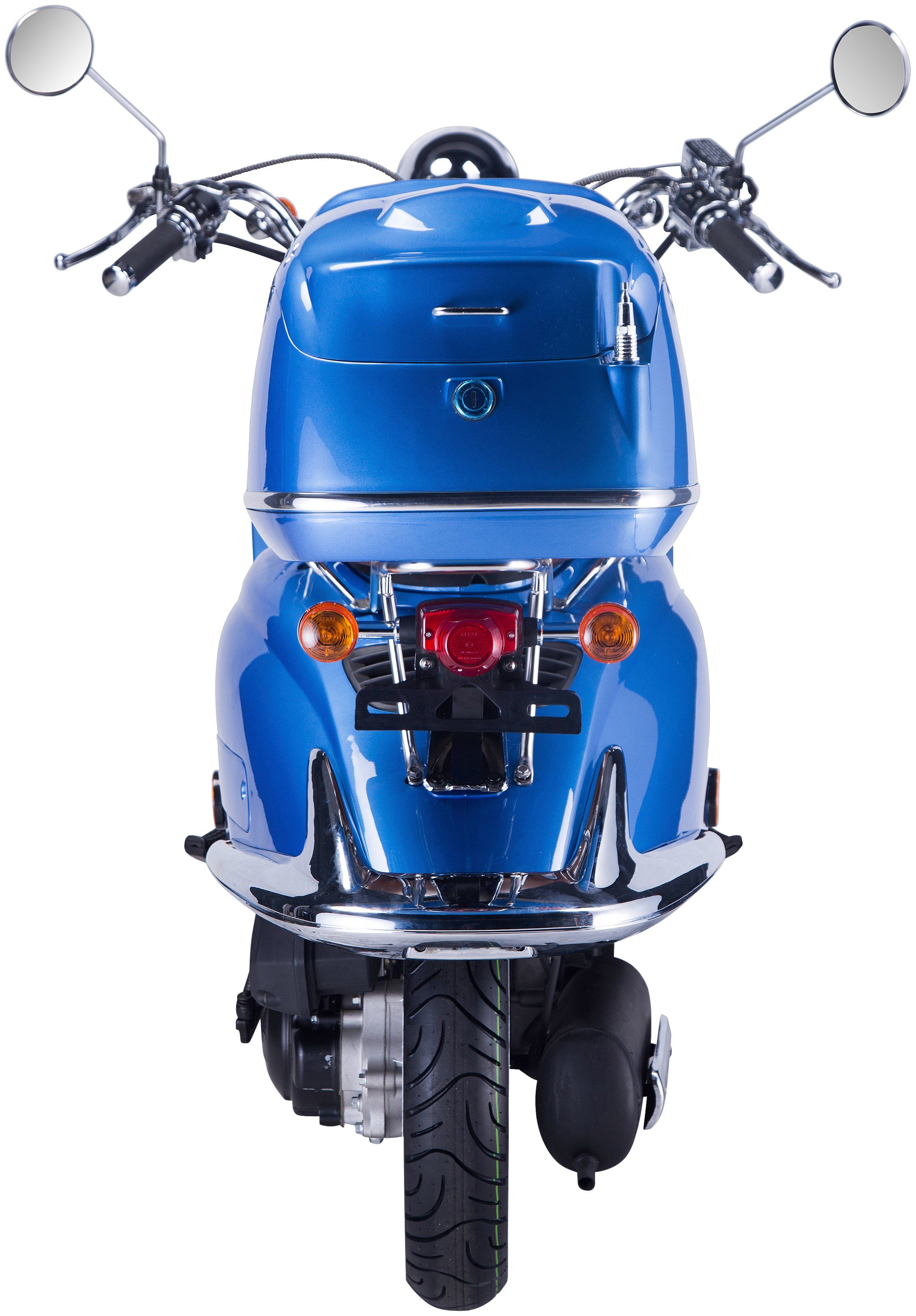 GT UNION Motorroller Euro mit 5, (Set), 45 Strada, blau 50 ccm, Topcase km/h