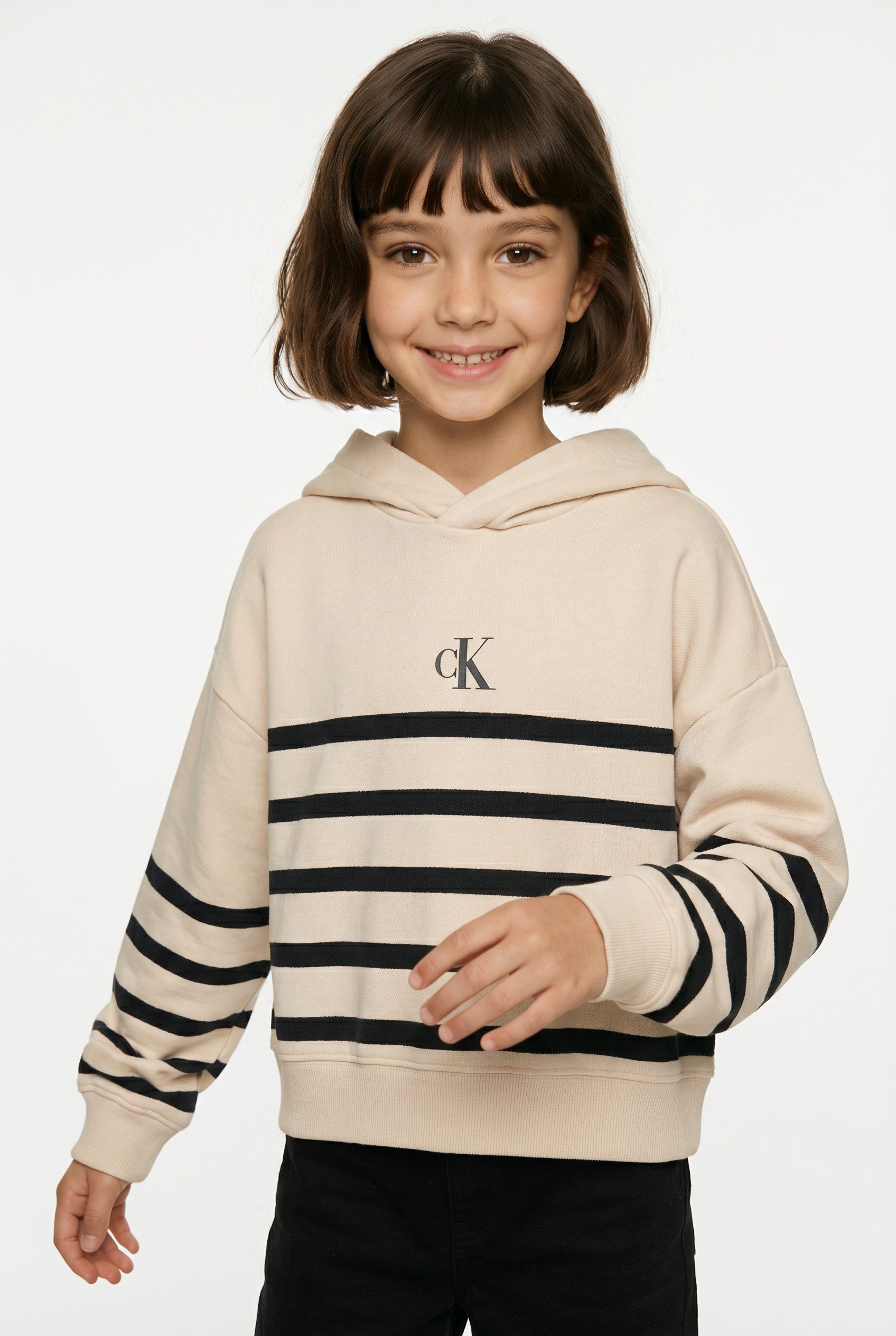 Calvin Klein Jeans Kapuzensweatshirt CK LOGO BOXY FIT STRIPES HOODIE für Kinder bis 16 Jahre, mit Kapuze