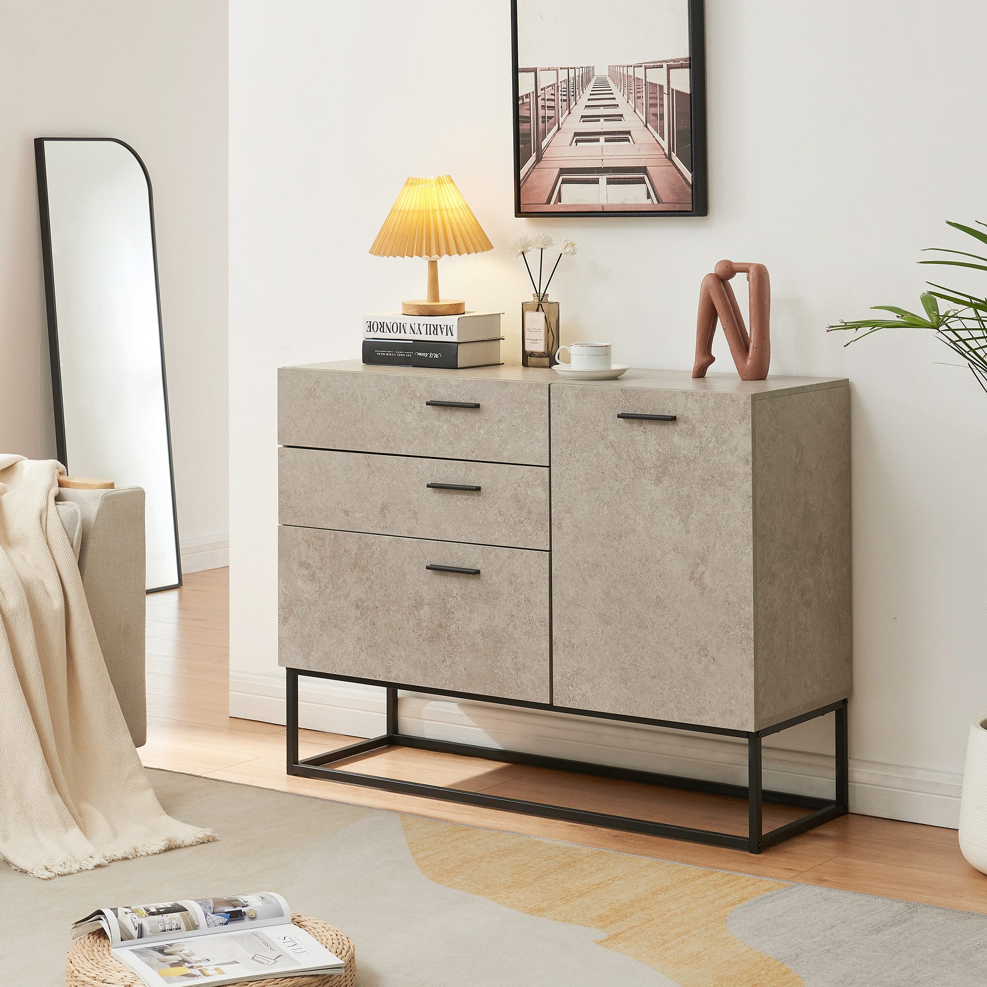 en.casa Sideboard, »Lavangen« mit 3 Schubladen günstig online kaufen