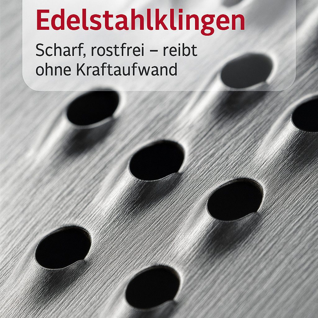 Thiru Muskatreibe klassisch - mit Vorratsfach & Aufhängeloch - Edelstahl, Edelstahl, (1-St) – Bild 5 von 5