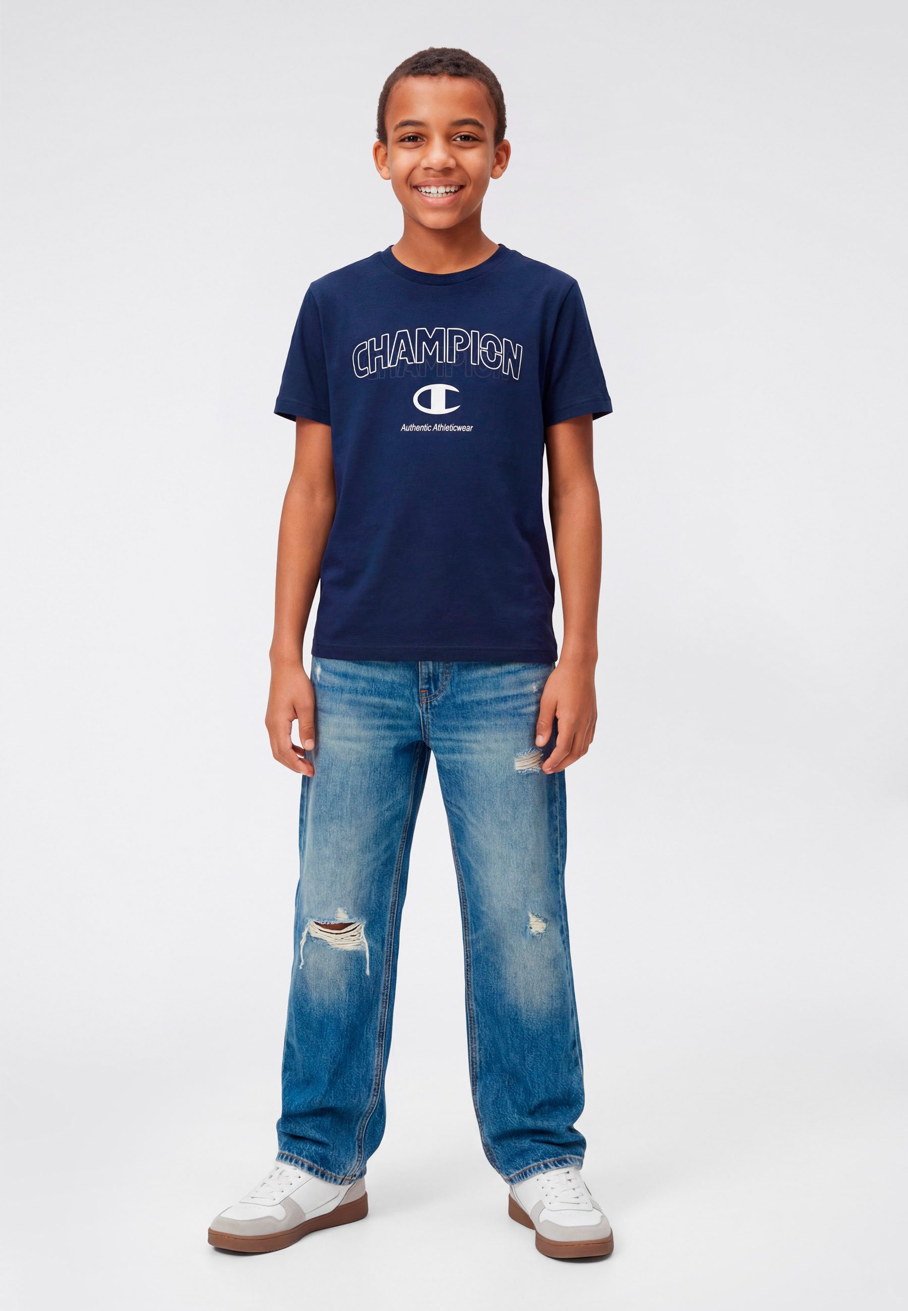 Champion T-Shirt Graphic T-Shirt für Kinder, sportlicher Stil, Kurzarm, Rundhalsausschnitt