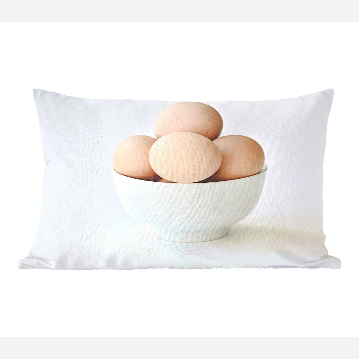 MuchoWow Dekokissen Eier in einer Schüssel, Wohzimmer Dekoration, Zierkissen, Dekokissen mit Füllung, Schlafzimmer
