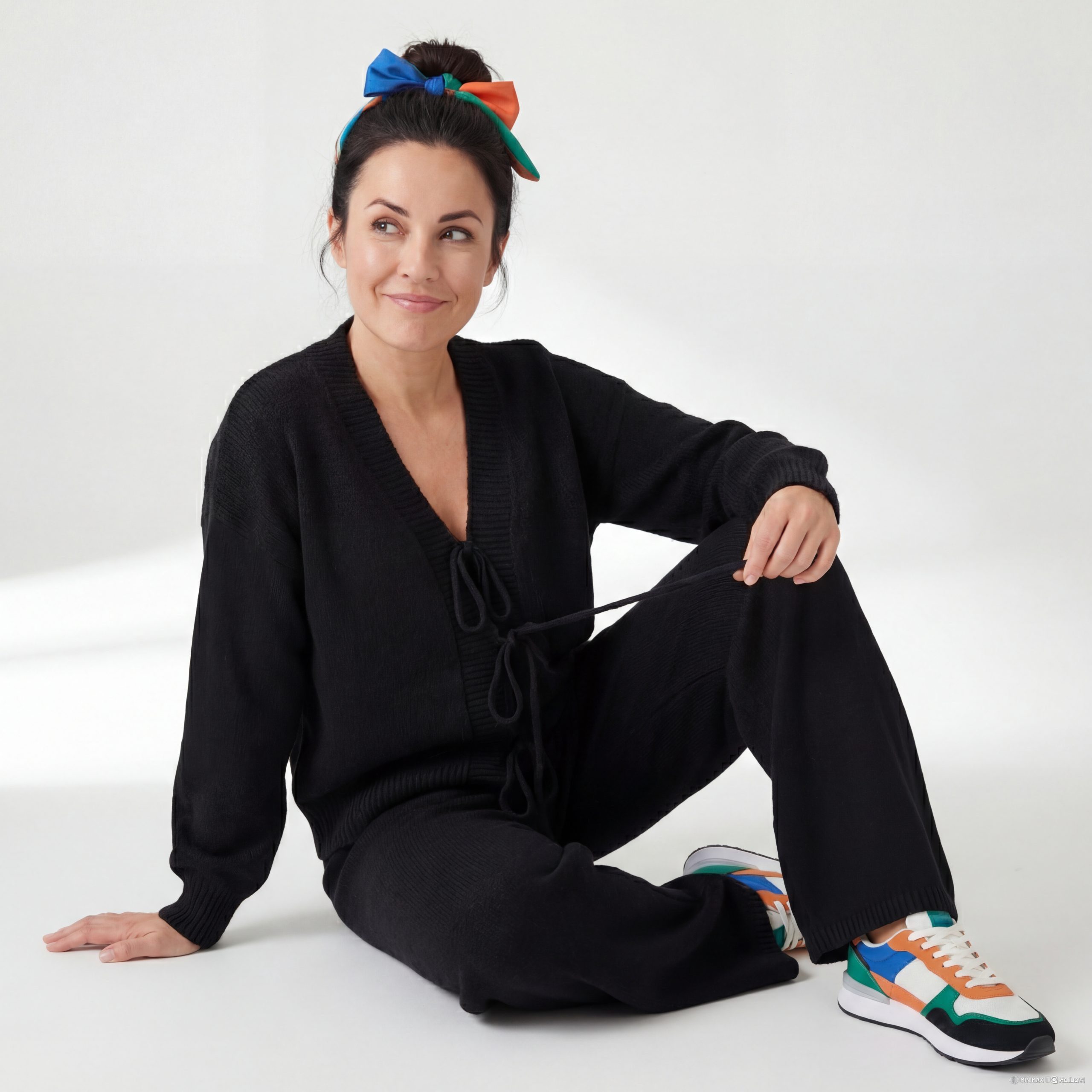 OriginalYou Hausanzug Damen Strick Set Cardigan & Hose Loungewear 3 fache Schnürung, weich& kuschelig