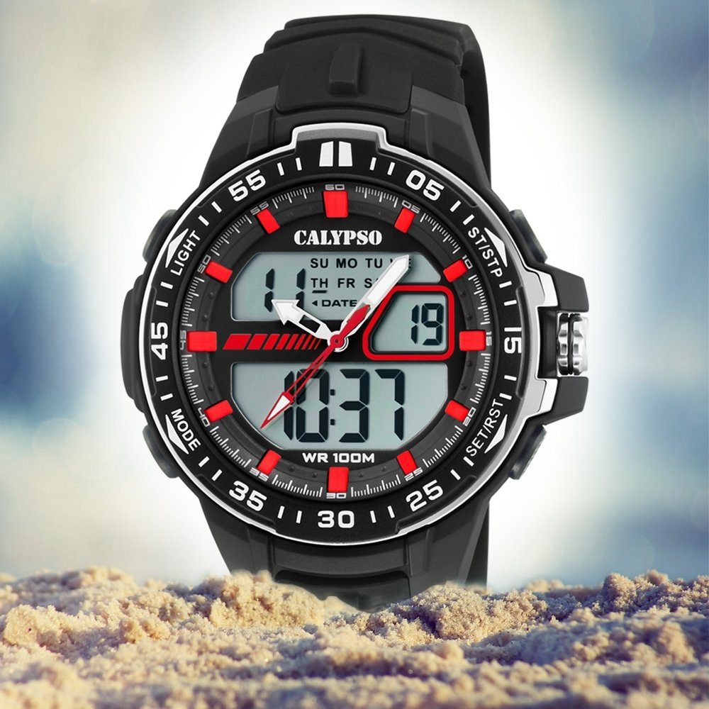 Herren Uhren CALYPSO WATCHES Digitaluhr UK5766/4 Calypso Herren Uhr K5766/4 Kunststoffband, Herren Armbanduhr rund, Kunststoff, 