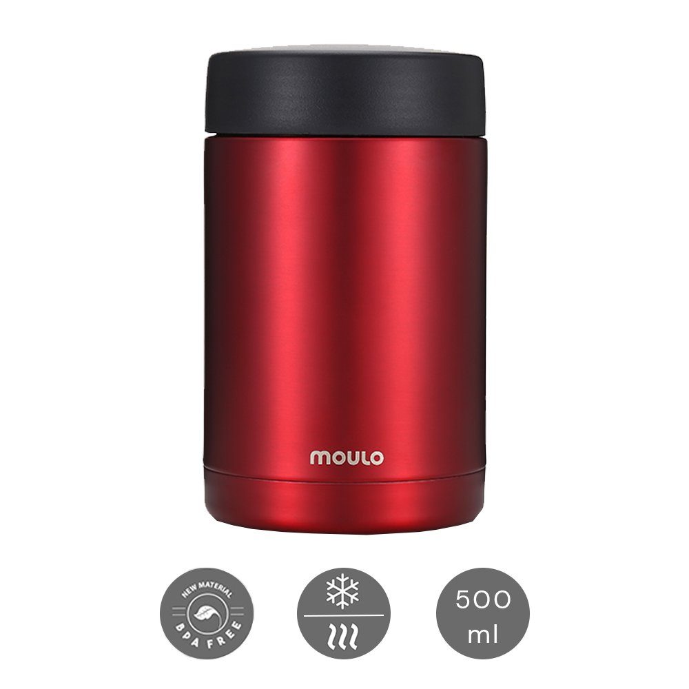 moulo Thermobehälter Explorer 0,5L rot matt, Edelstahl, Isoliergefäß, BPA frei