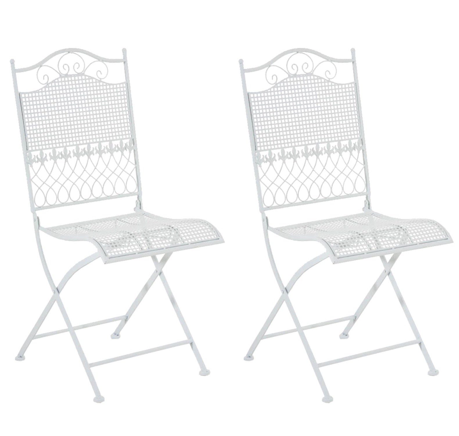 TPFGarden Gartenstuhl Kirstin - 2er-Set für Garten, Balkon, Terrasse (Metalltische aus handgefertigtem Eisen / Bistrotisch outdoor, 2 St), Maße (HxBxT): 91 x 41 x 50 cm - Sitzhöhe: 45 cm - Farbe: weiß | Stühle
