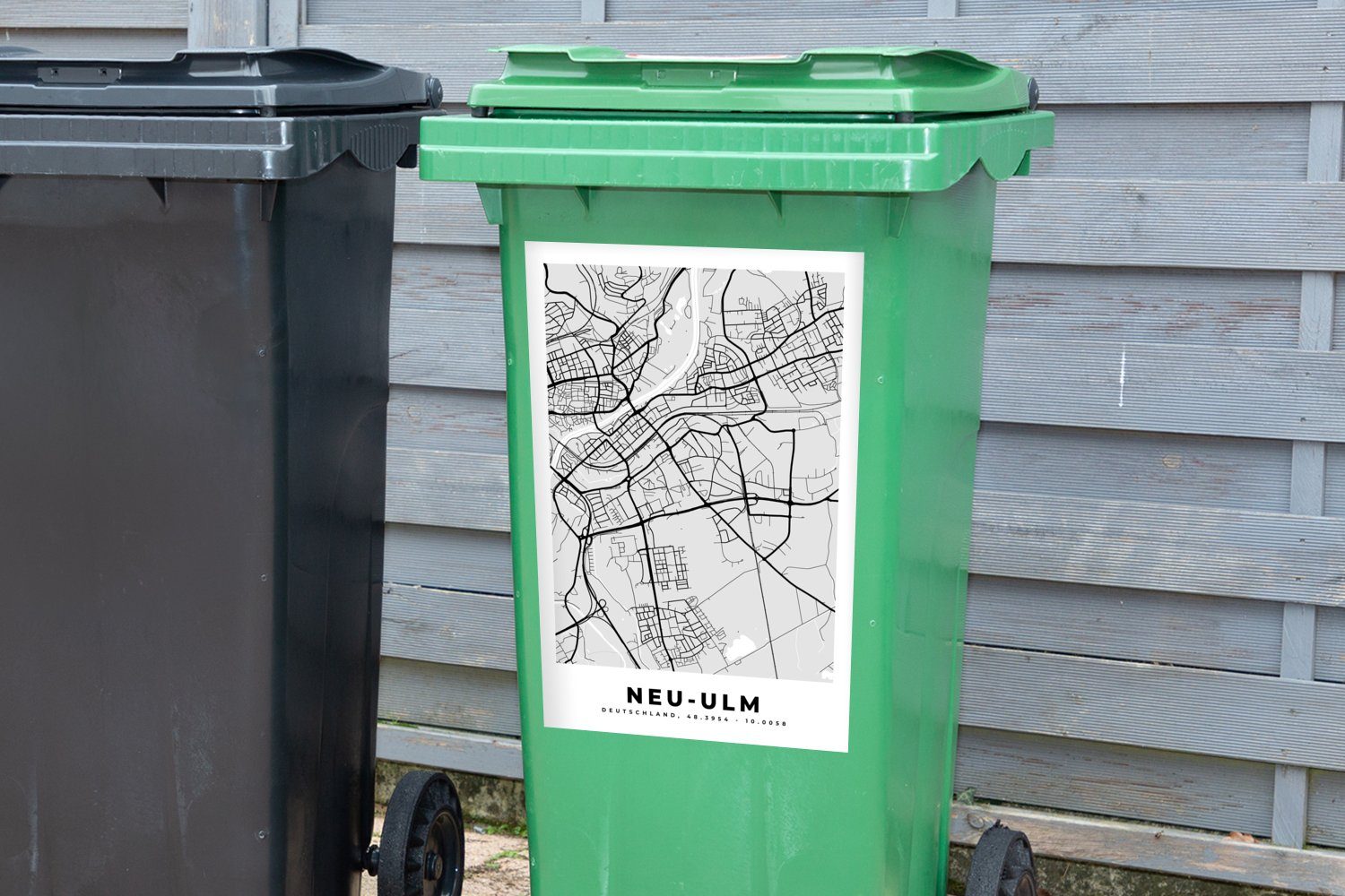 Neu-Ulm Wandsticker - - - Deutschland St), Sticker, Container, Abfalbehälter Karte Mülleimer-aufkleber, Mülltonne, (1 MuchoWow Stadtplan