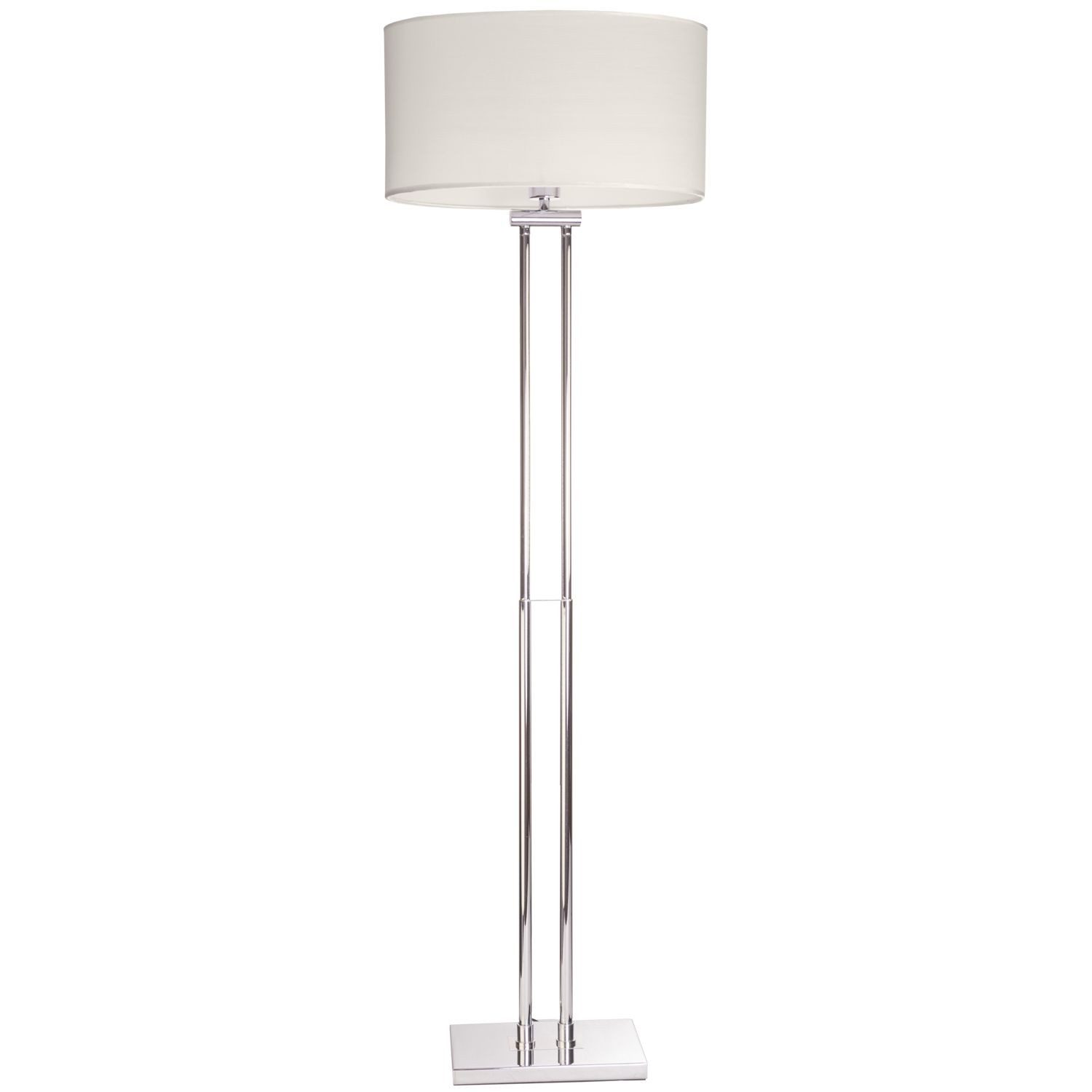 Licht-Erlebnisse Stehlampe LENIA, ohne Leuchtmittel, Metall Stoff 150 cm niedrig für E27 in Chrom Weiß blendarm Modern