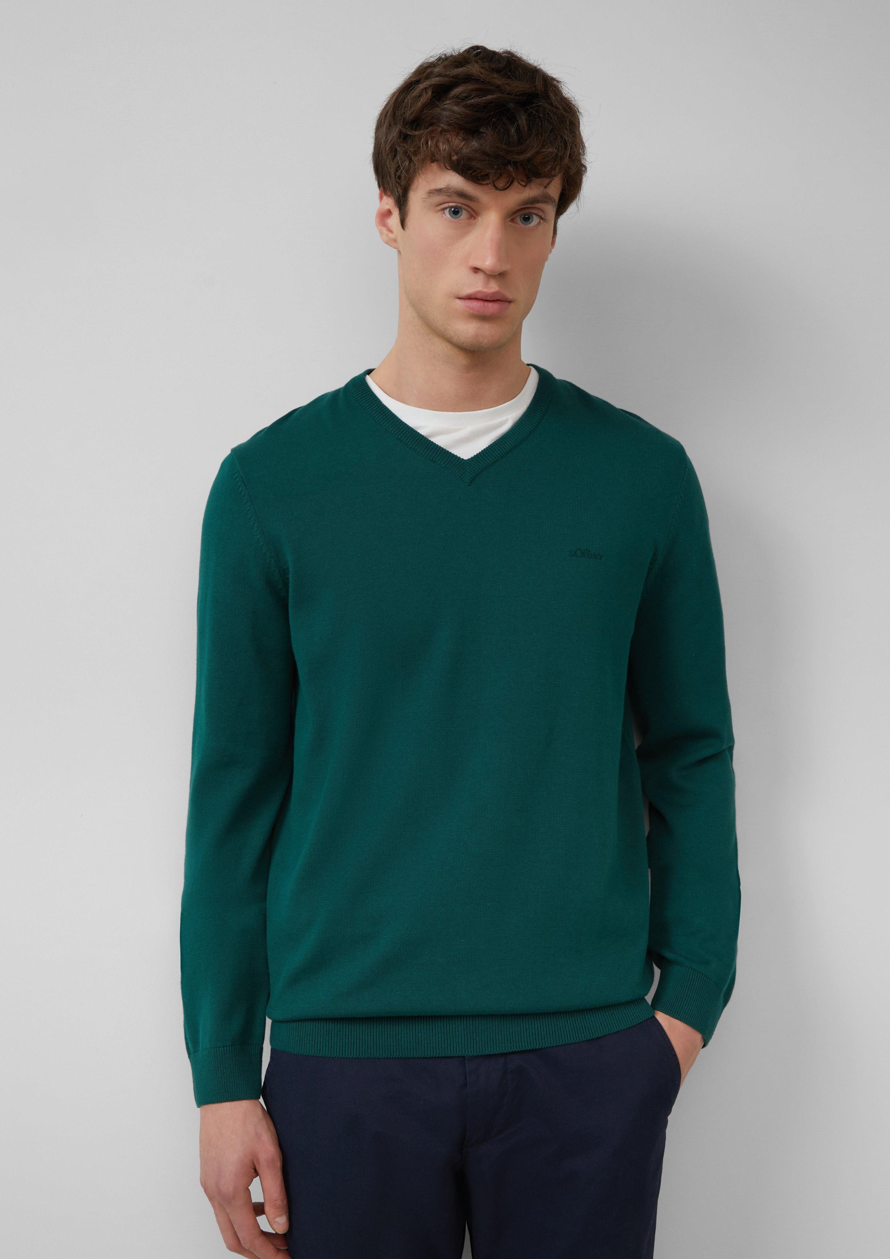 s.Oliver Strickpullover Strickpullover mit Logo-Stickerei Logo günstig online kaufen