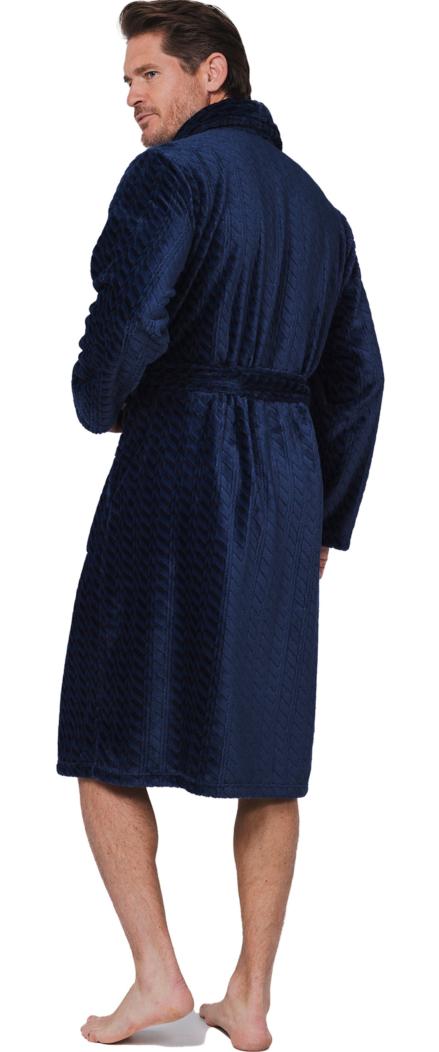 Pastunette Herrenbademantel Kuscheliger Herren Morgenmantel Fleece Qualität, Polyester, Schalkragen, Gürtel, Klassisches Design