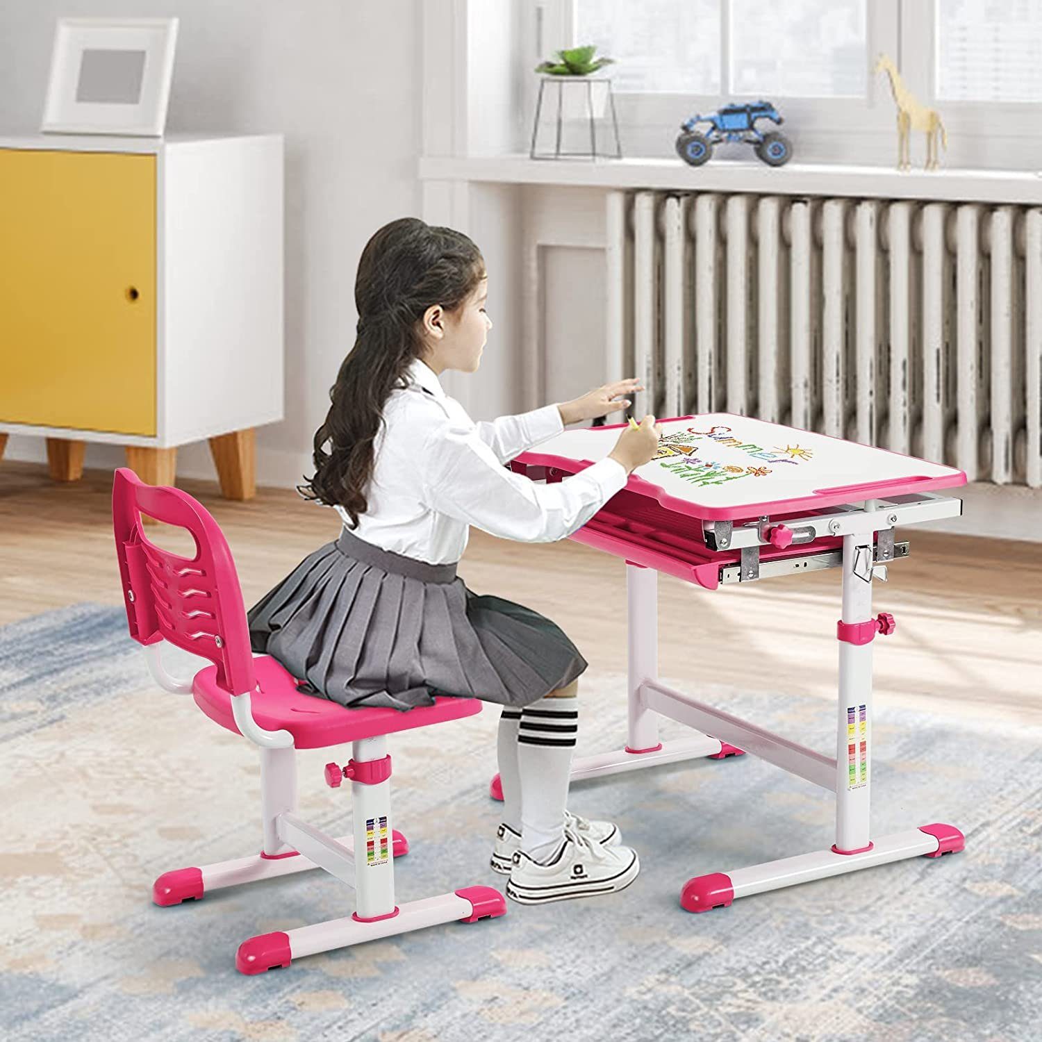 KOMFOTTEU Schreibtisch mit Stuhl (Set), höhenverstellbare günstig online kaufen